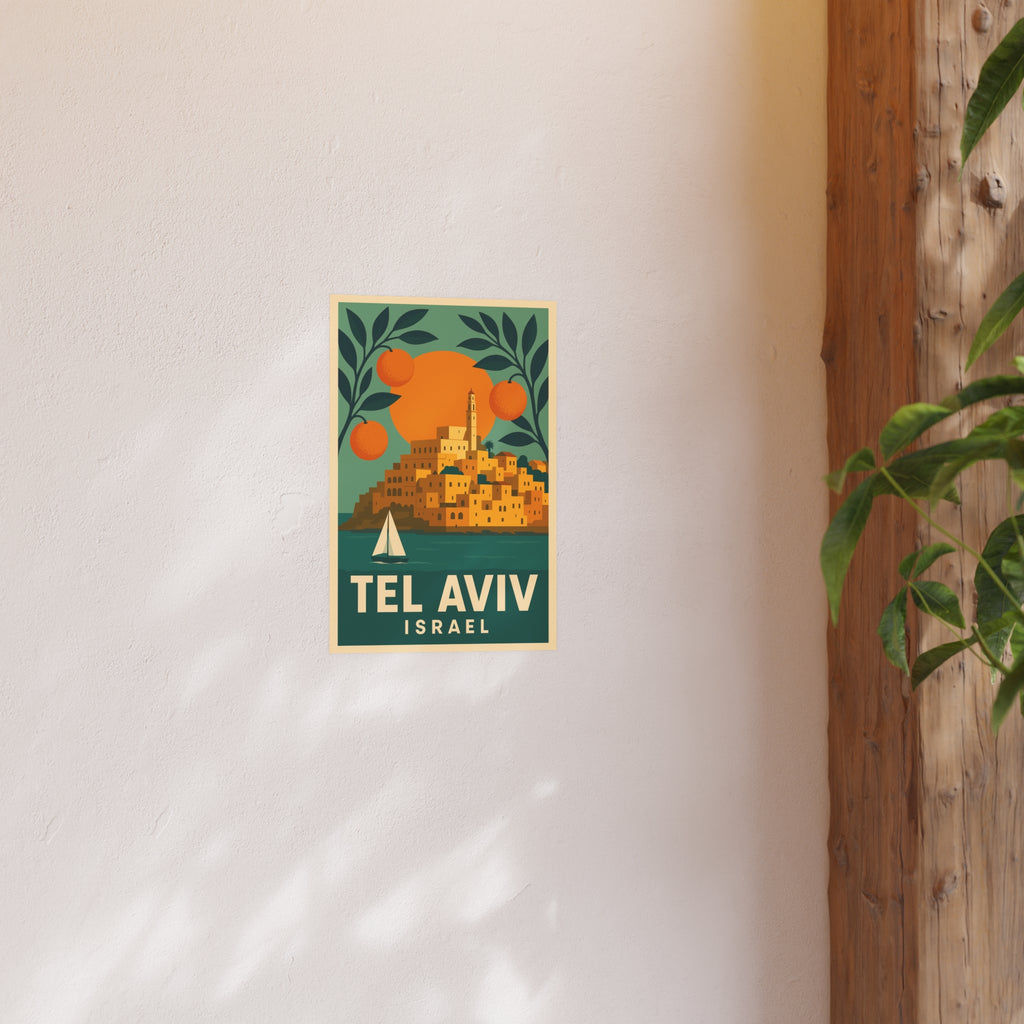Tel Aviv Israel Vintage Travel Poster Satin and Archival Matte Posters