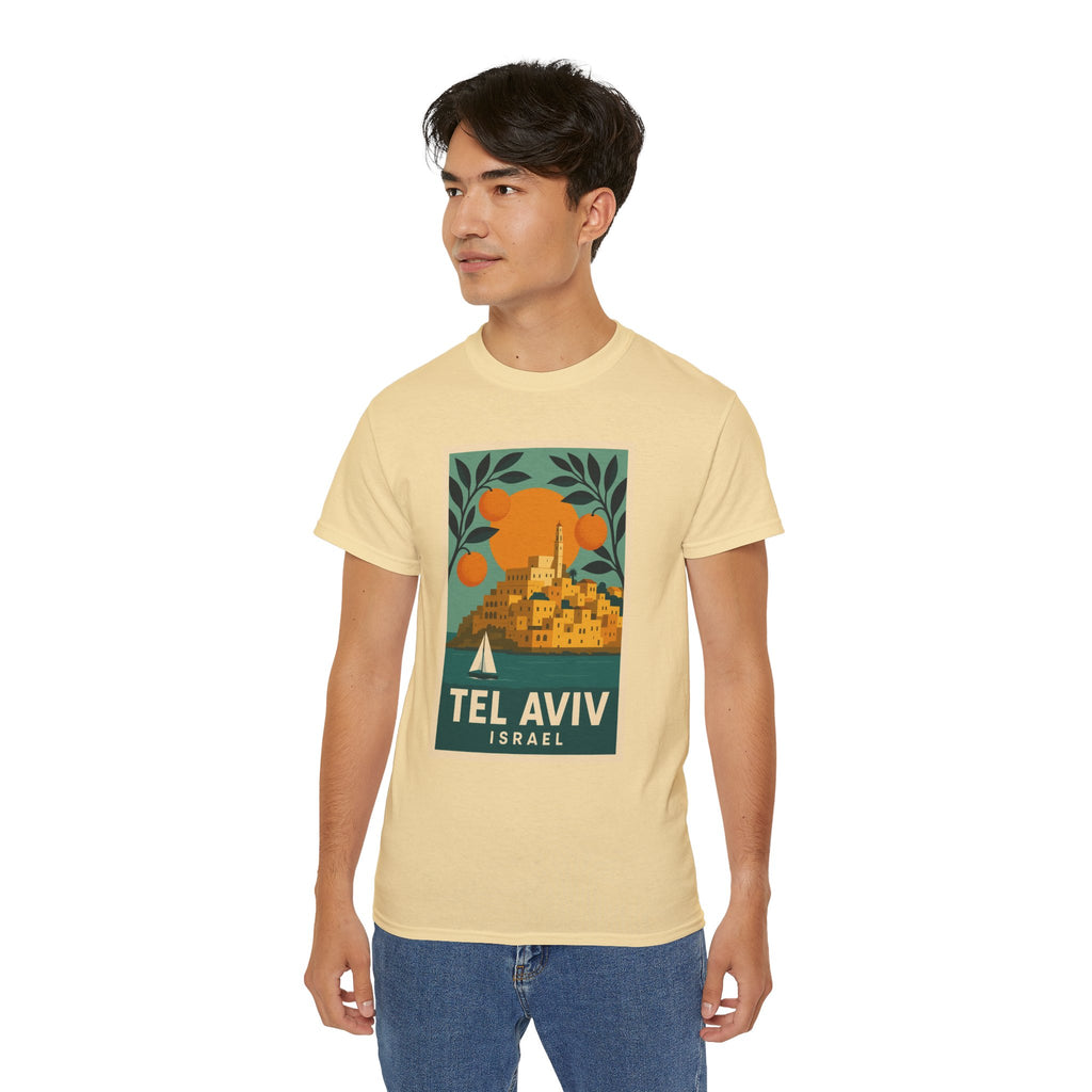 Tel Aviv Israel Vintage Travel Poster Unisex Graphic Unisex Ultra Cotton Tee