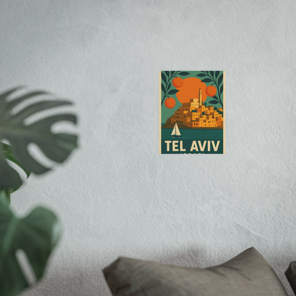 Tel Aviv Israel Vintage Travel Poster Satin and Archival Matte Posters