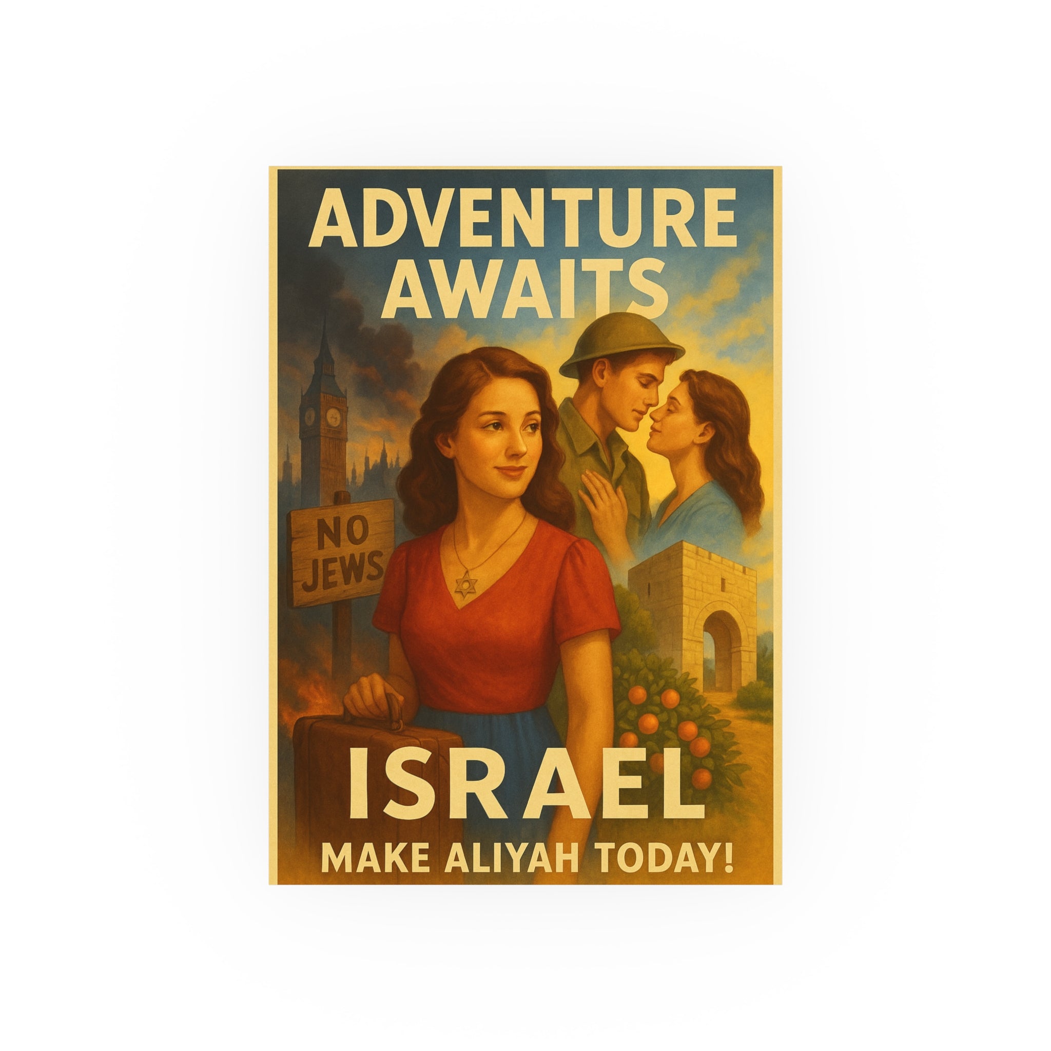 Adventure Awaits: Make Aliyah Today! Vintage Israel Poster Satin and Archival Matte Posters