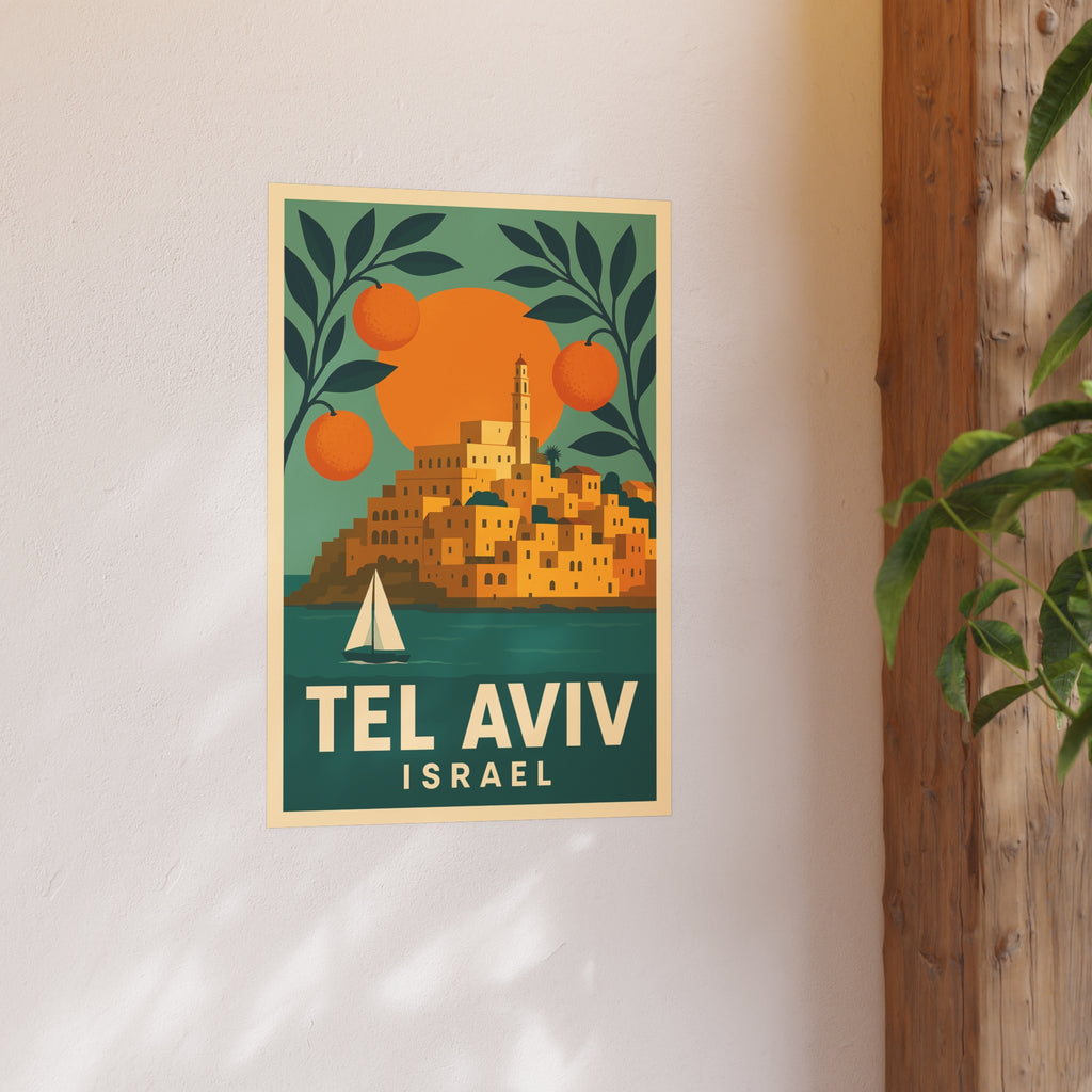 Tel Aviv Israel Vintage Travel Poster Satin and Archival Matte Posters
