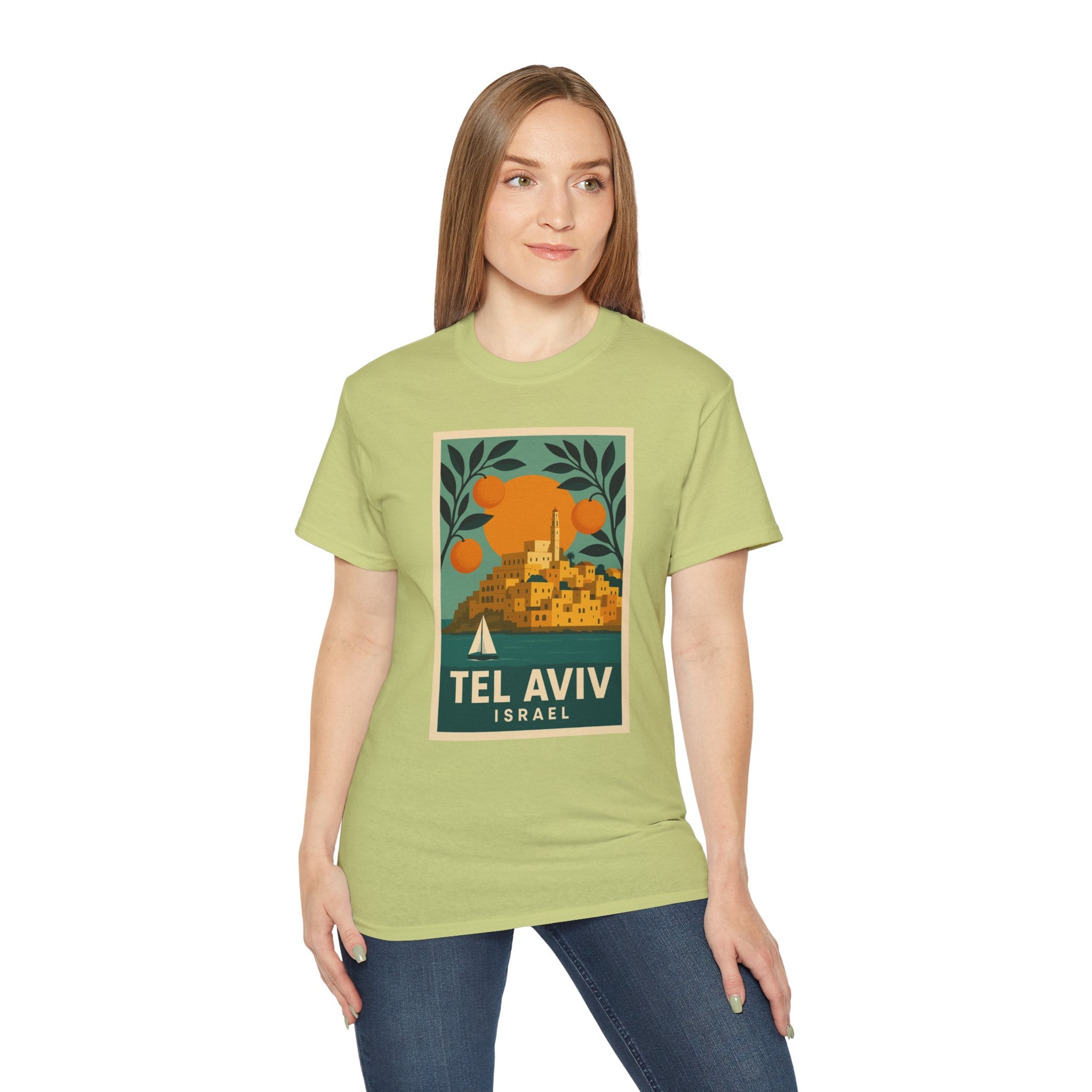 Tel Aviv Israel Vintage Travel Poster Unisex Graphic Unisex Ultra Cotton Tee