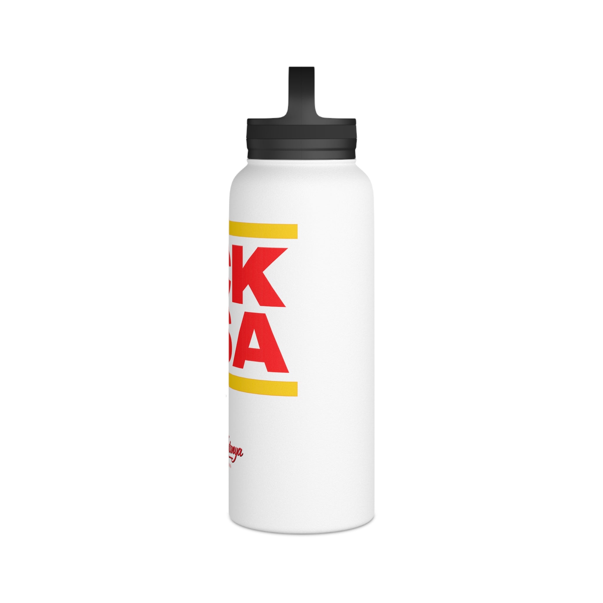 "FCK DSA" Stainless Steel Water Bottle, Handle Lid
