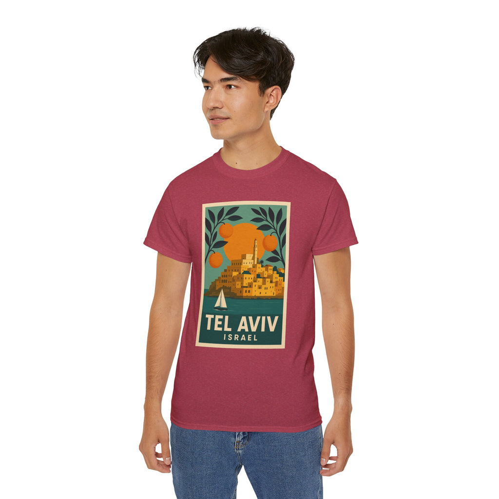 Tel Aviv Israel Vintage Travel Poster Unisex Graphic Unisex Ultra Cotton Tee