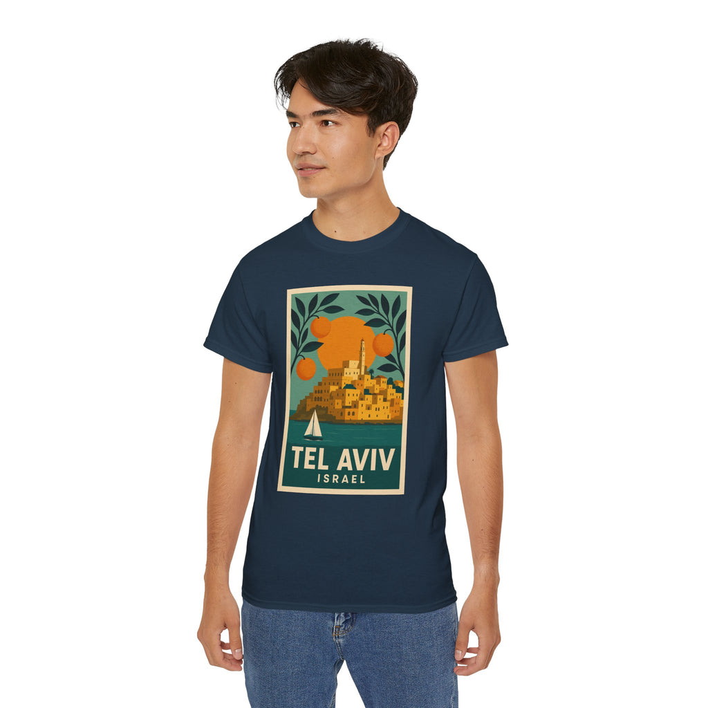 Tel Aviv Israel Vintage Travel Poster Unisex Graphic Unisex Ultra Cotton Tee
