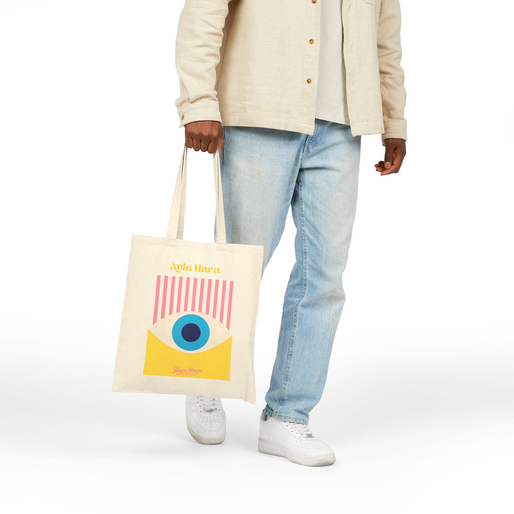 Ayin Hara Evil Eye Cotton Canvas Tote Bag