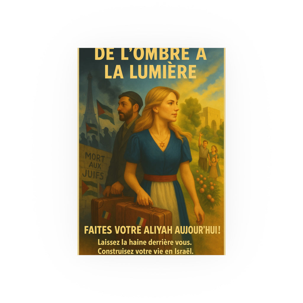 De l’Ombre à la Lumière | French Aliyah to Israel Vintage Poster Satin and Archival Matte Posters