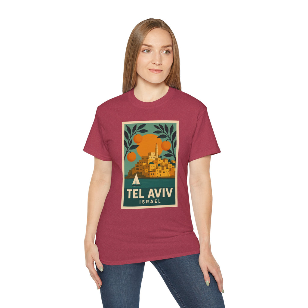 Tel Aviv Israel Vintage Travel Poster Unisex Graphic Unisex Ultra Cotton Tee