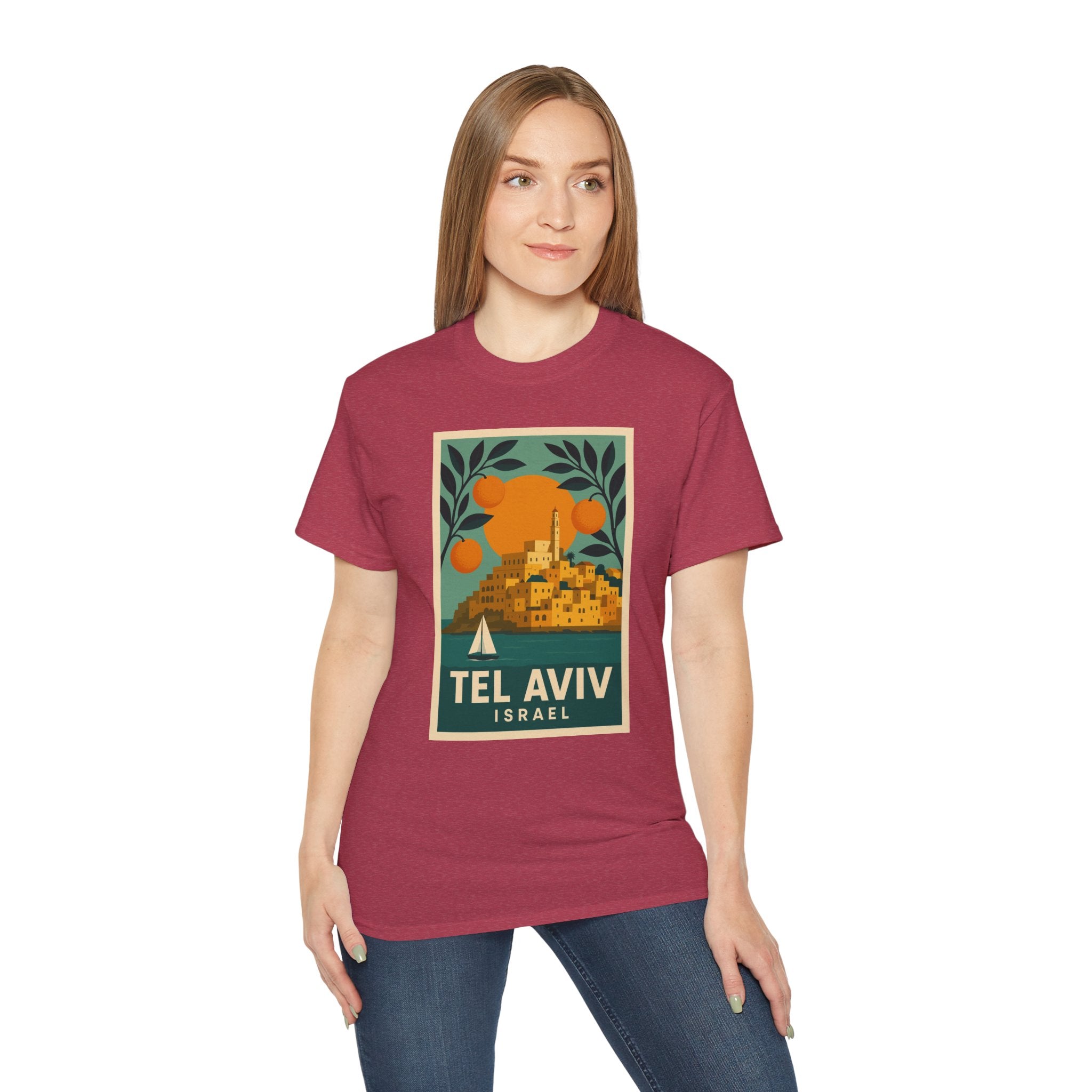 Tel Aviv Israel Vintage Travel Poster Unisex Graphic Unisex Ultra Cotton Tee