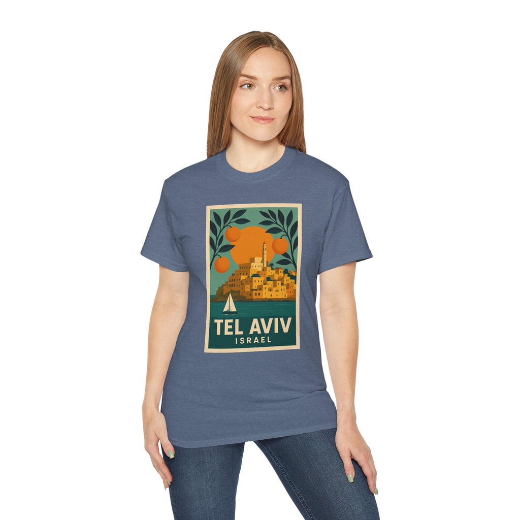 Tel Aviv Israel Vintage Travel Poster Unisex Graphic Unisex Ultra Cotton Tee