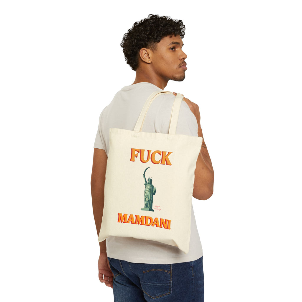"Fuck Mamdani" Cotton Canvas Tote Bag