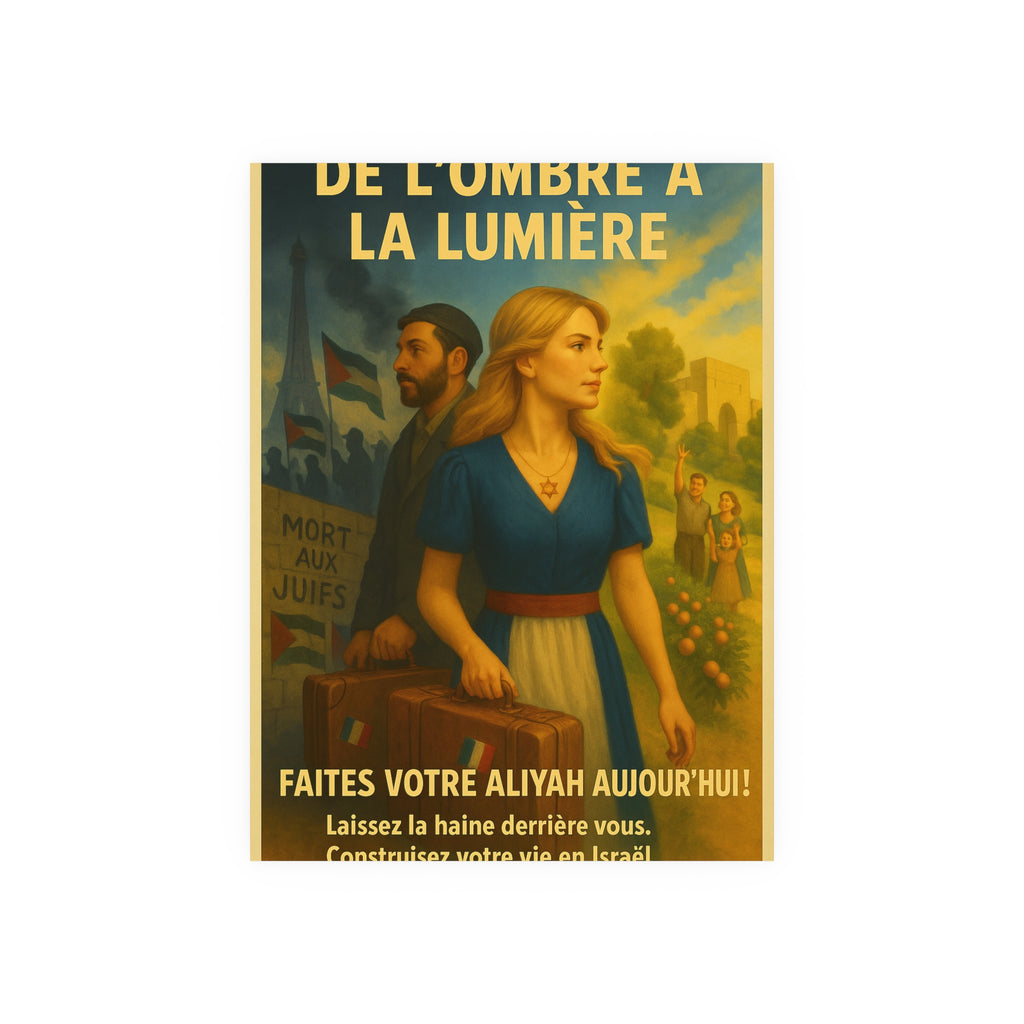 De l’Ombre à la Lumière | French Aliyah to Israel Vintage Poster Satin and Archival Matte Posters