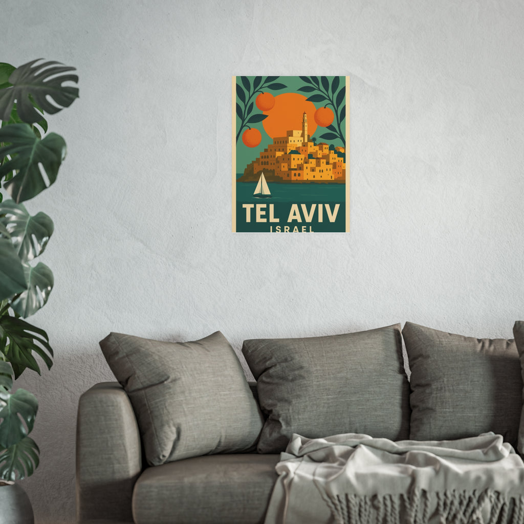 Tel Aviv Israel Vintage Travel Poster Satin and Archival Matte Posters