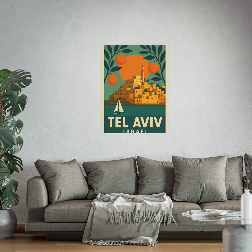 Tel Aviv Israel Vintage Travel Poster Satin and Archival Matte Posters