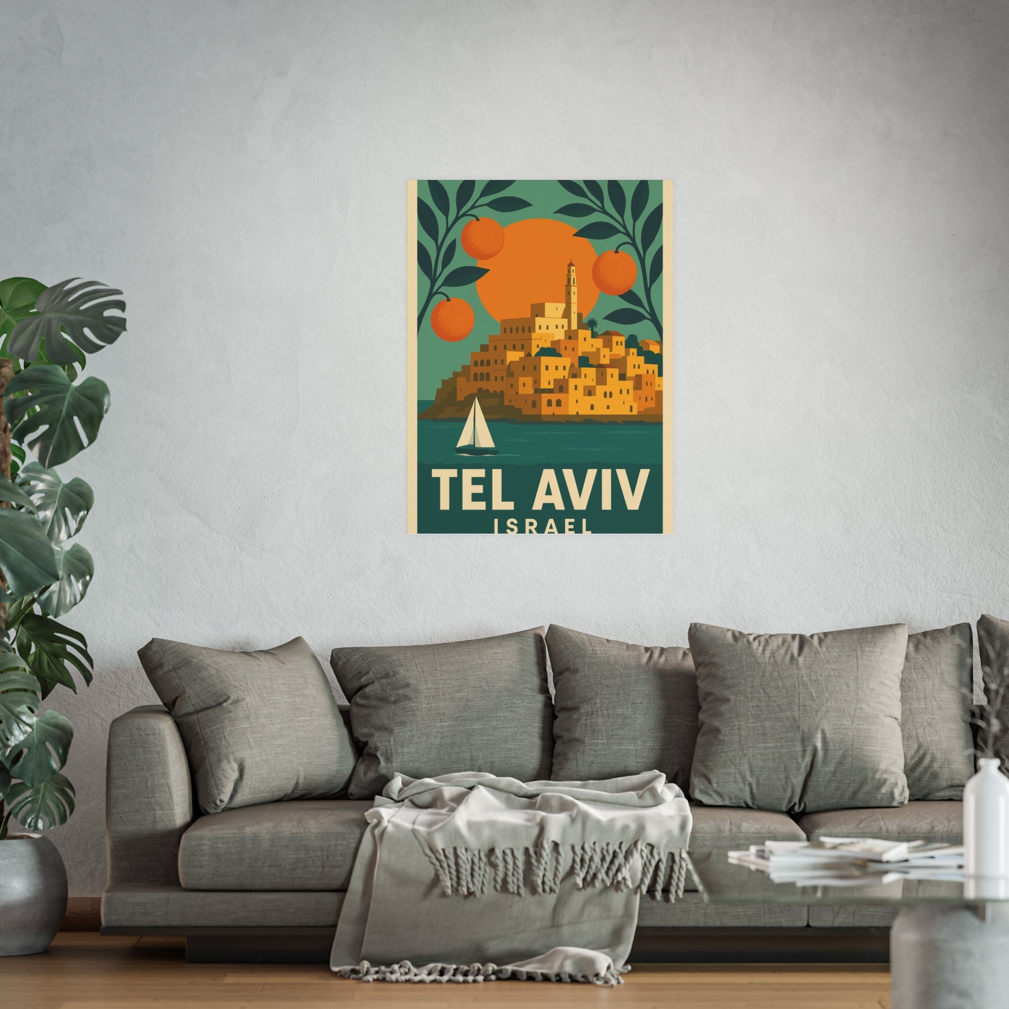Tel Aviv Israel Vintage Travel Poster Satin and Archival Matte Posters