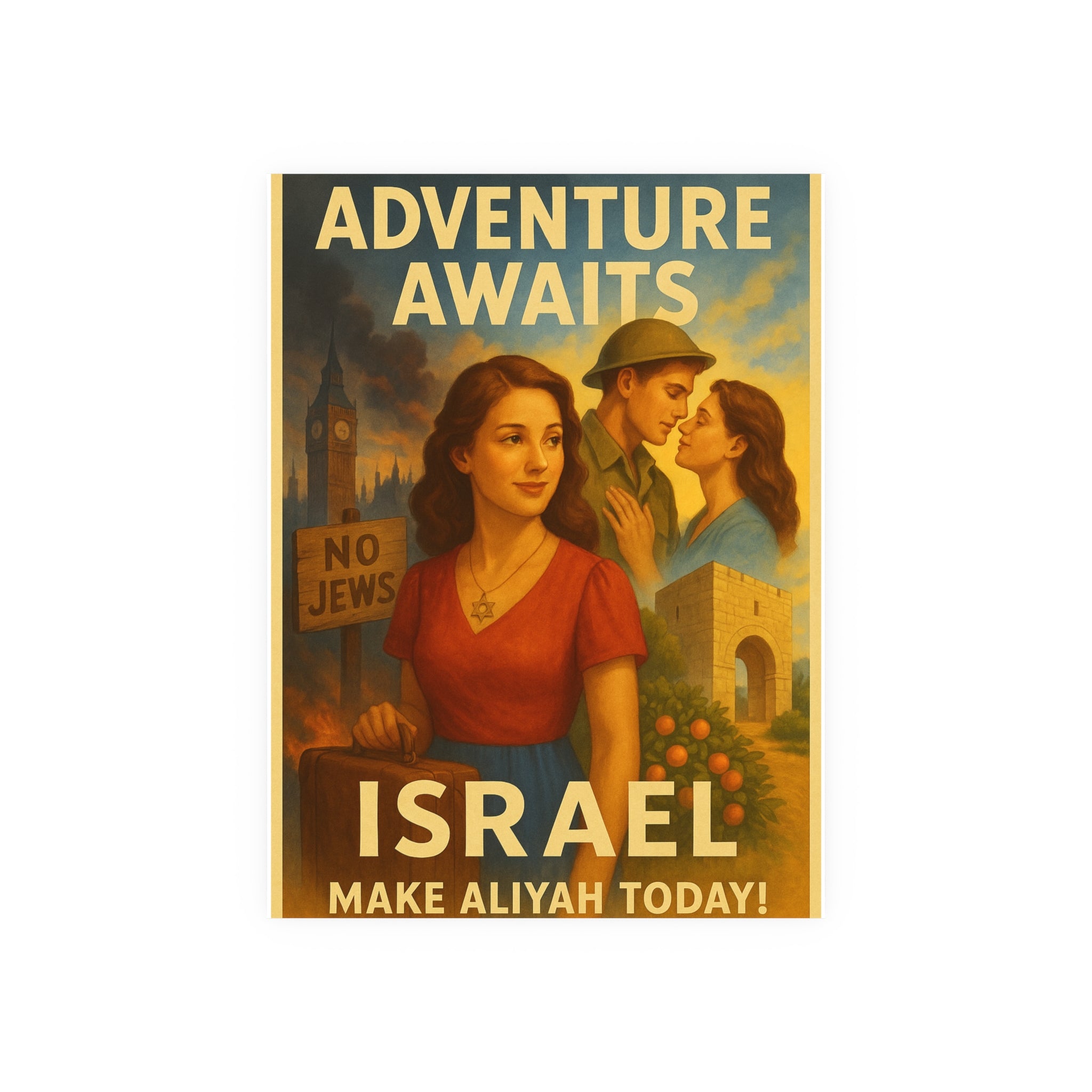 Adventure Awaits: Make Aliyah Today! Vintage Israel Poster Satin and Archival Matte Posters