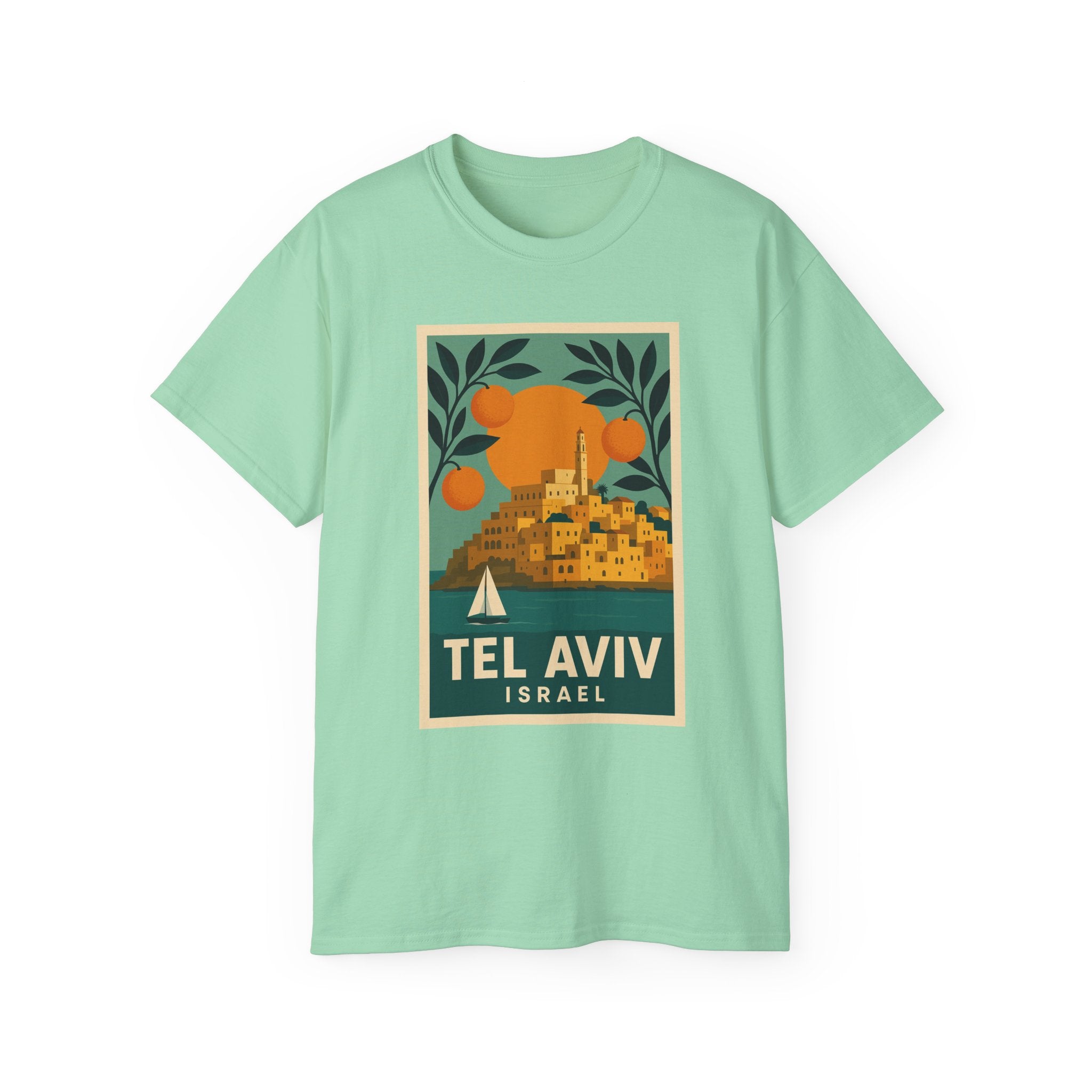 Tel Aviv Israel Vintage Travel Poster Unisex Graphic Unisex Ultra Cotton Tee