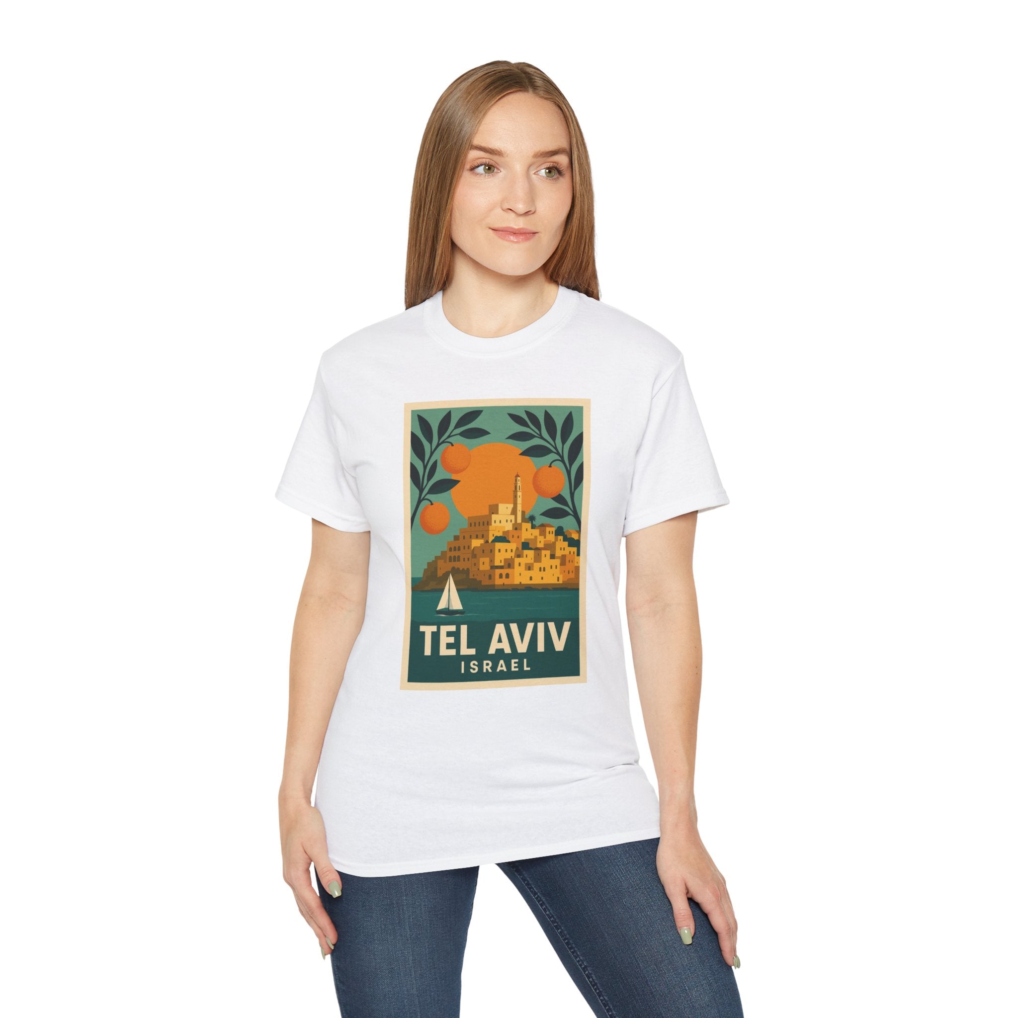 Tel Aviv Israel Vintage Travel Poster Unisex Graphic Unisex Ultra Cotton Tee