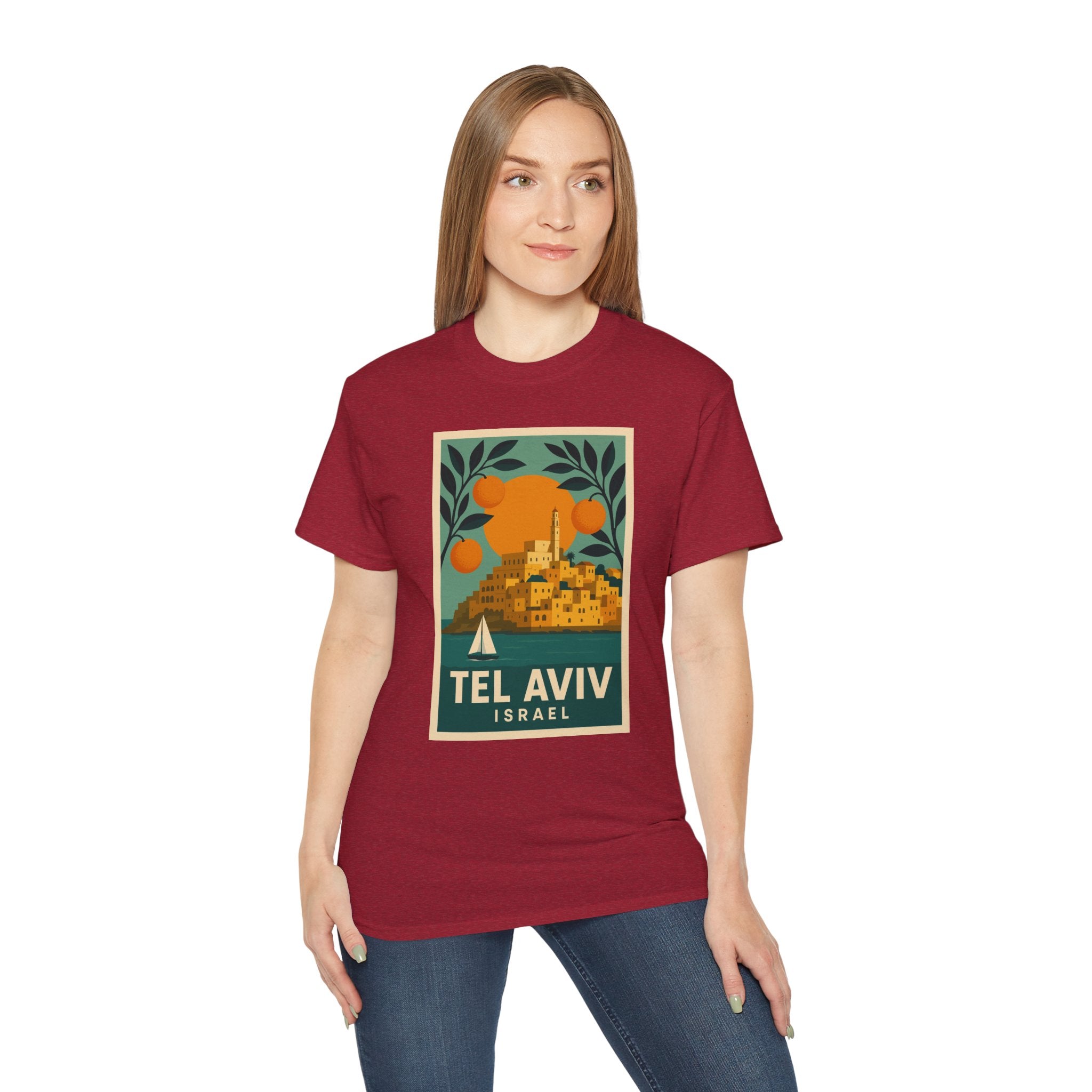 Tel Aviv Israel Vintage Travel Poster Unisex Graphic Unisex Ultra Cotton Tee
