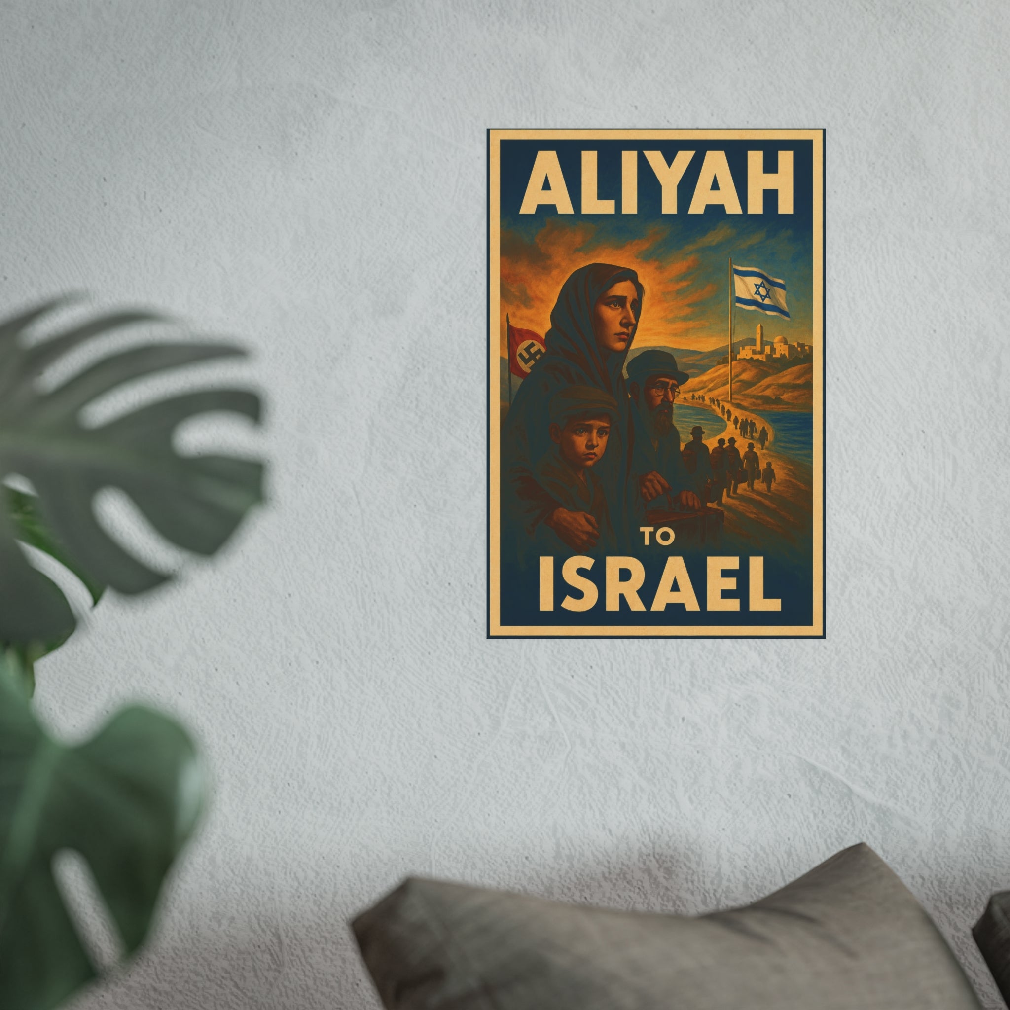 Aliyah to Israel | Vintage Jewish Homecoming Poster Satin and Archival Matte Posters