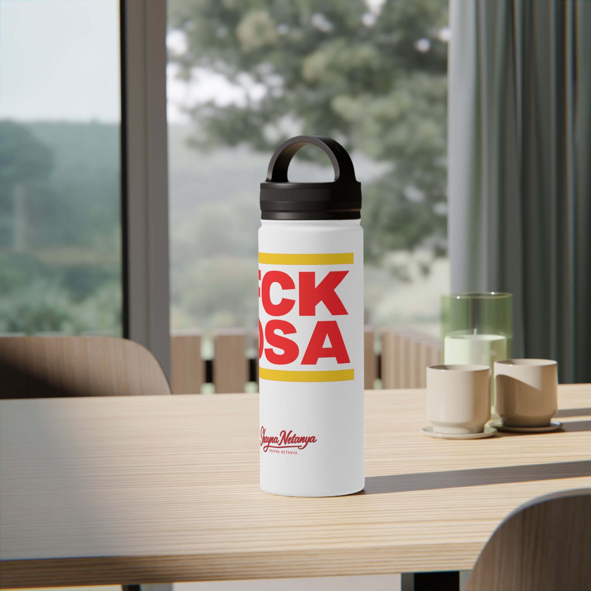 "FCK DSA" Stainless Steel Water Bottle, Handle Lid