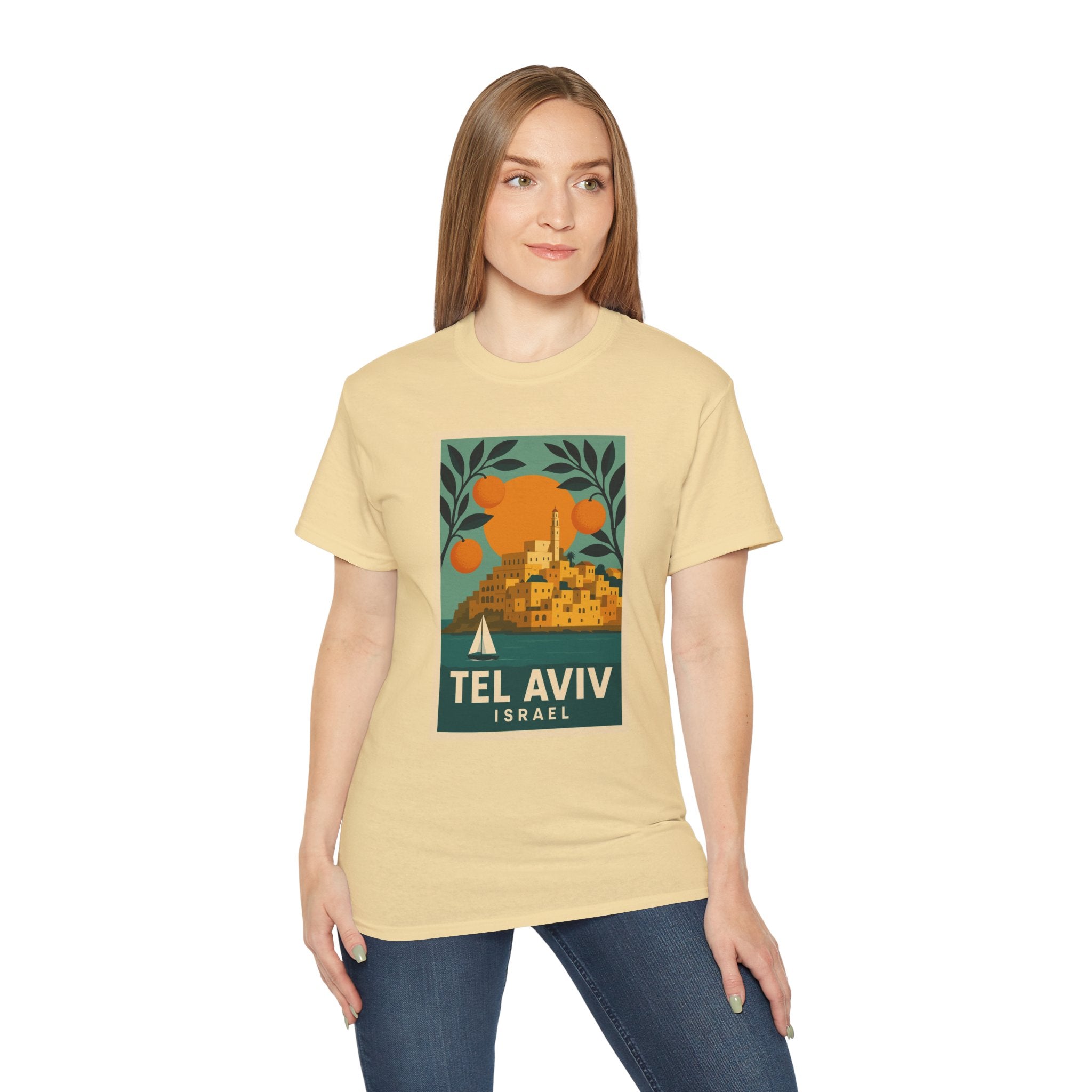 Tel Aviv Israel Vintage Travel Poster Unisex Graphic Unisex Ultra Cotton Tee