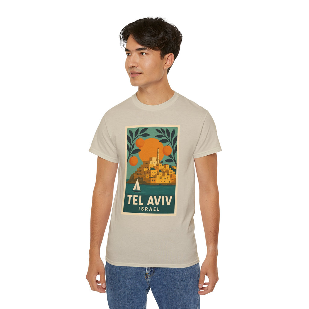 Tel Aviv Israel Vintage Travel Poster Unisex Graphic Unisex Ultra Cotton Tee