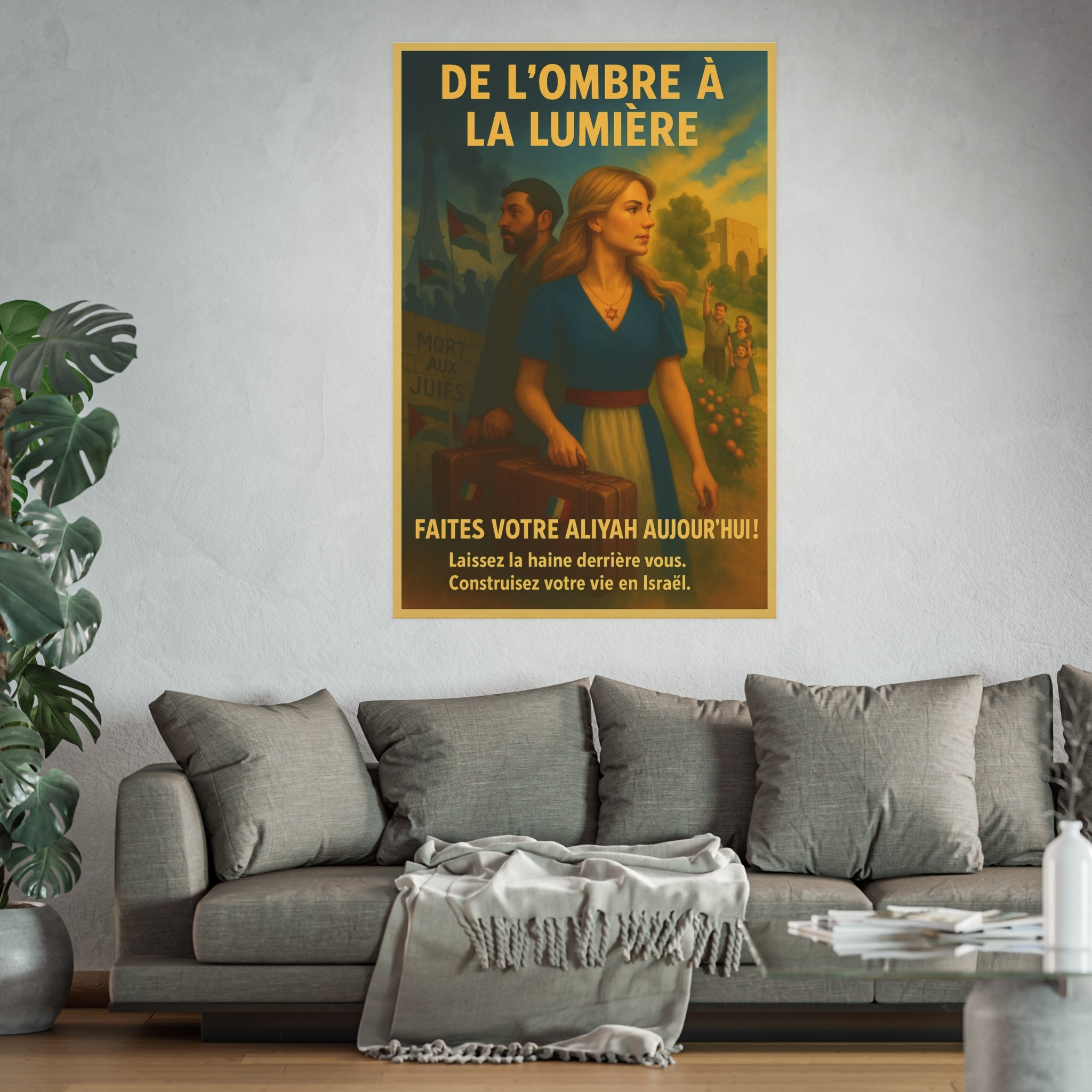 De l’Ombre à la Lumière | French Aliyah to Israel Vintage Poster Satin and Archival Matte Posters