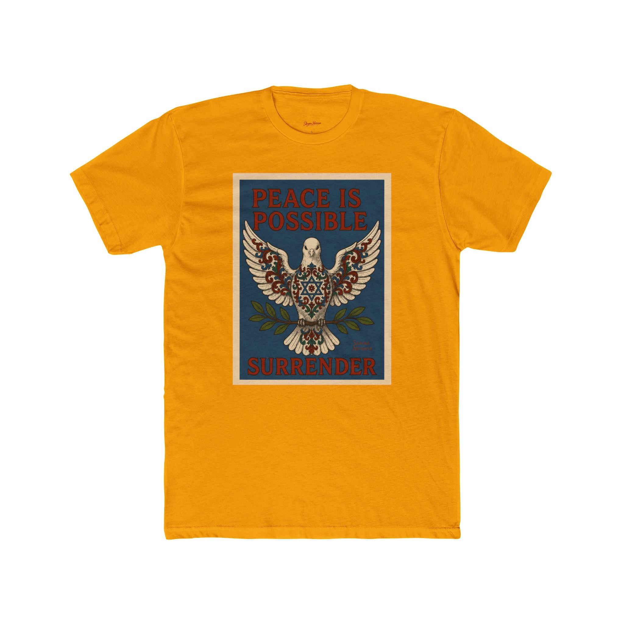 Peace Is Possible. Surrender. Dove of Peace Graphic T-Shirt Mens Cotton Crew Tee