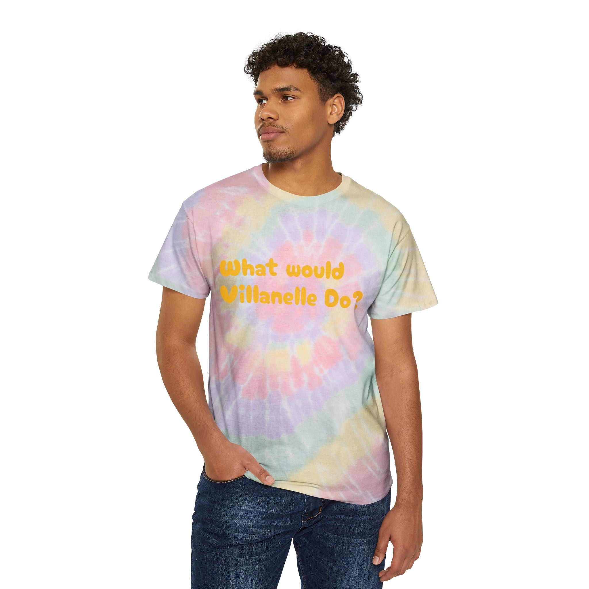 "What Would Villanelle Do?" Tie-Dye Tee, Spiral