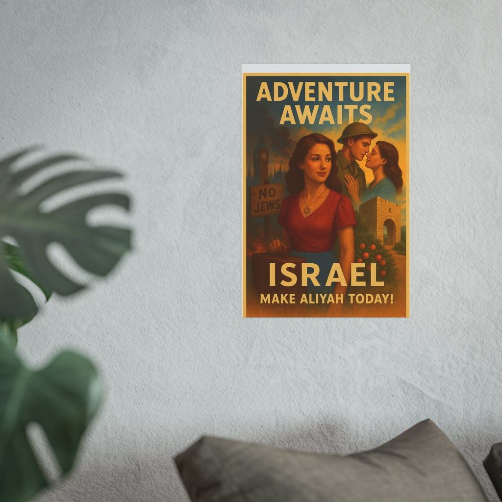 Adventure Awaits: Make Aliyah Today! Vintage Israel Poster Satin and Archival Matte Posters