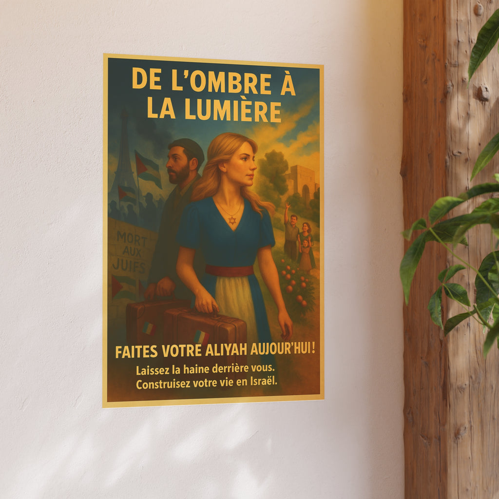 De l’Ombre à la Lumière | French Aliyah to Israel Vintage Poster Satin and Archival Matte Posters