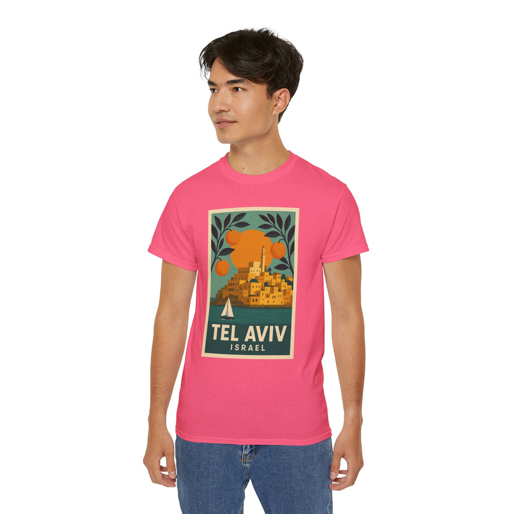 Tel Aviv Israel Vintage Travel Poster Unisex Graphic Unisex Ultra Cotton Tee