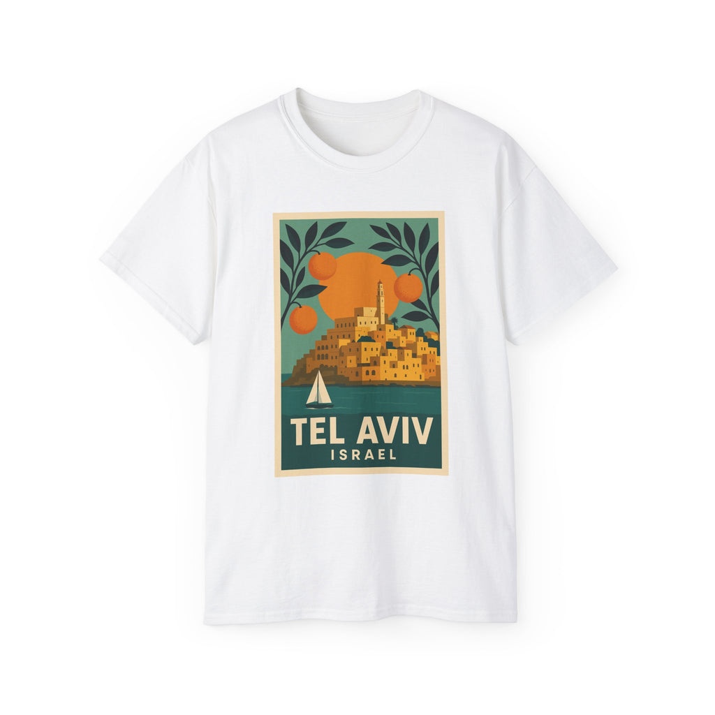 Tel Aviv Israel Vintage Travel Poster Unisex Graphic Unisex Ultra Cotton Tee