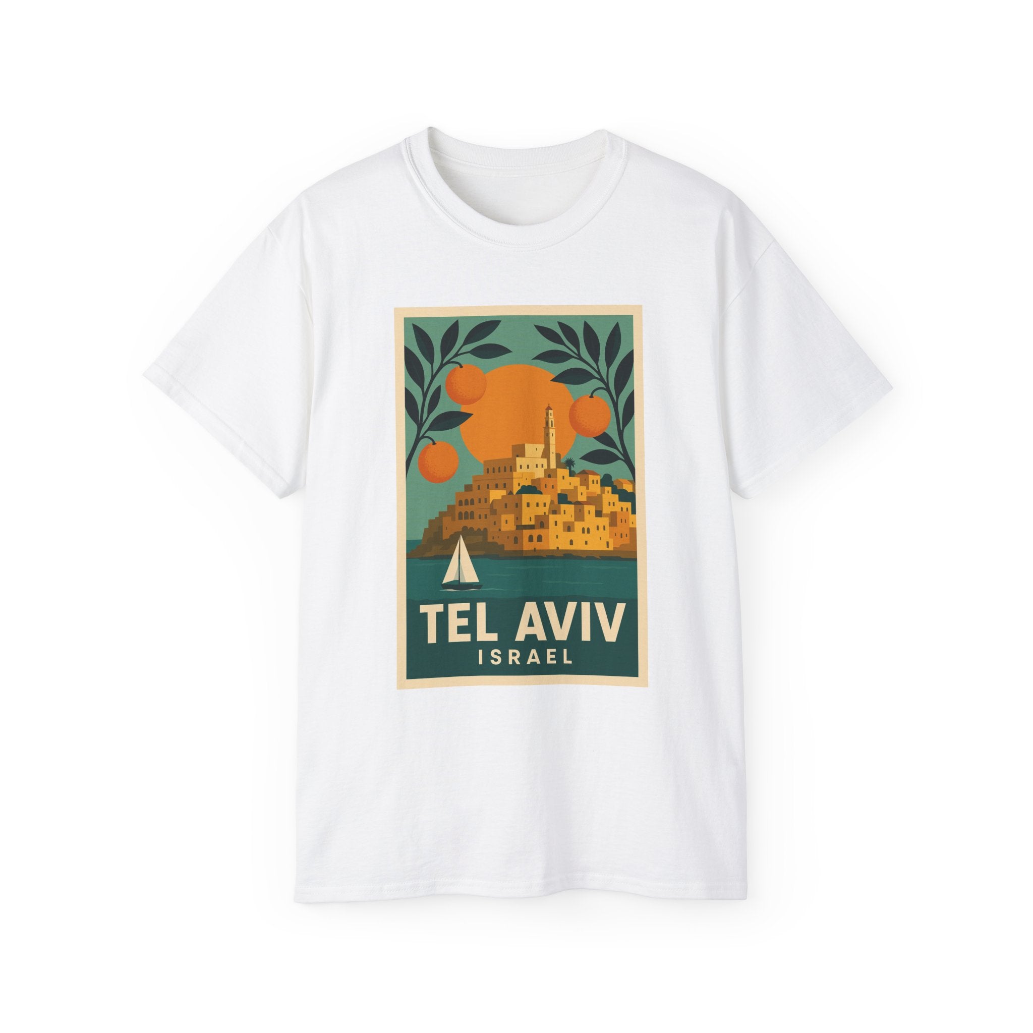Tel Aviv Israel Vintage Travel Poster Unisex Graphic Unisex Ultra Cotton Tee