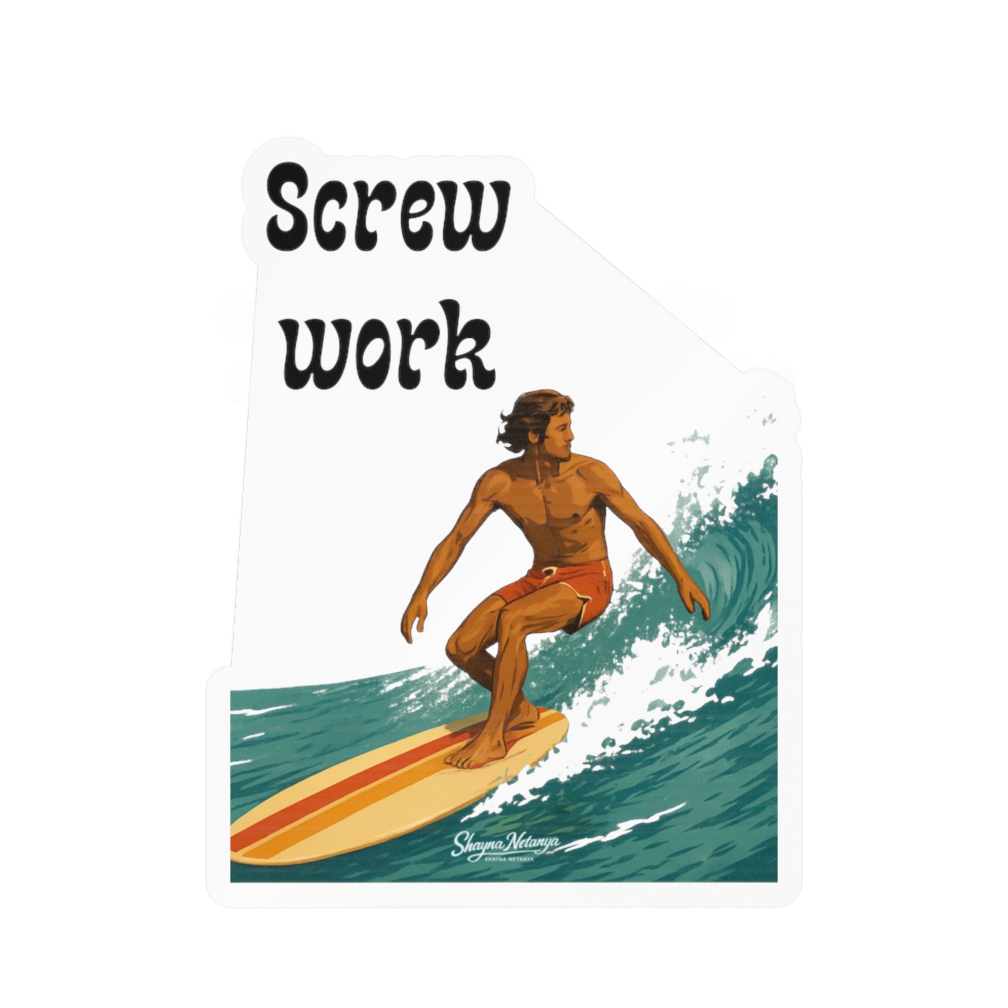 Screw Work Retro Surfer Kiss-Cut Vinyl Decals