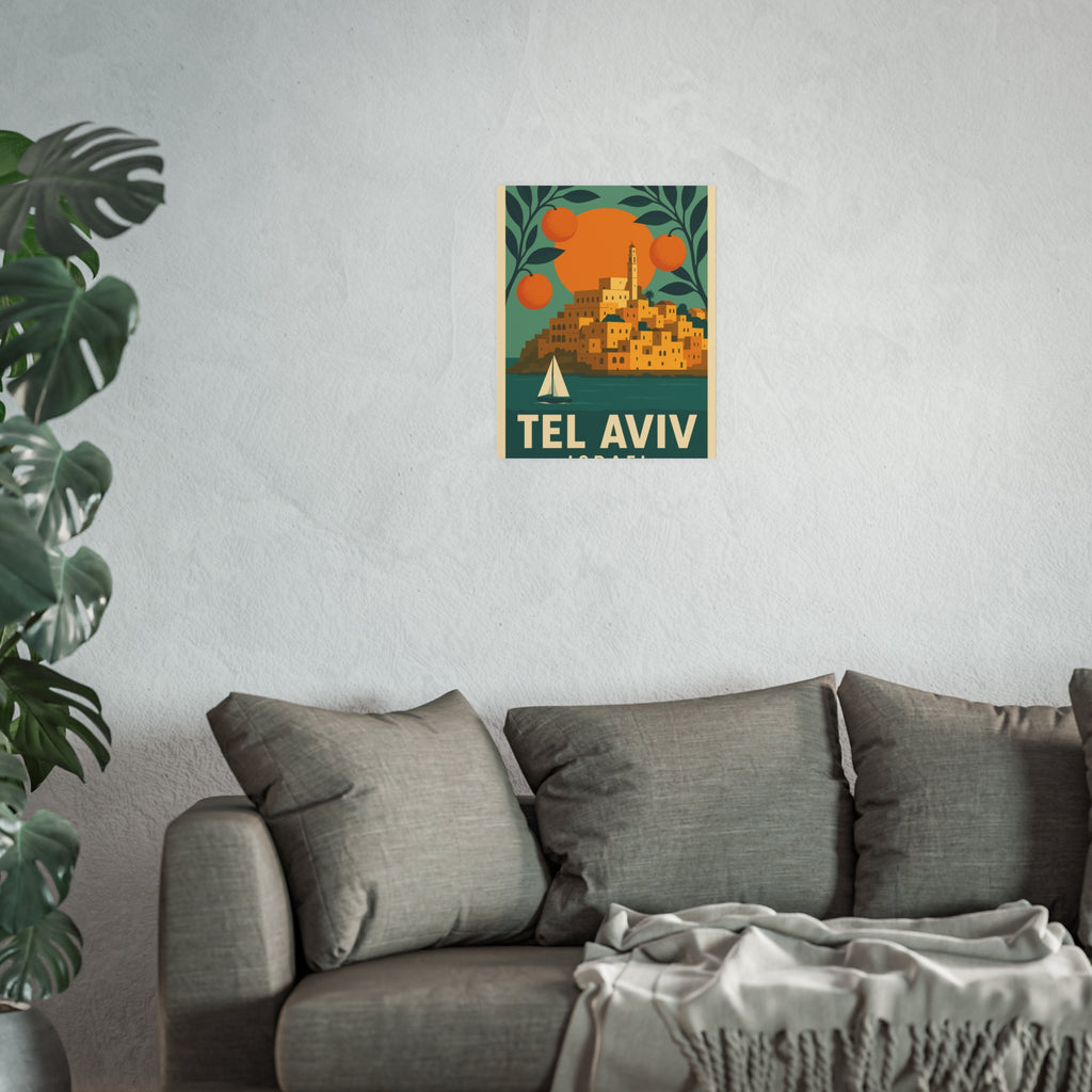 Tel Aviv Israel Vintage Travel Poster Satin and Archival Matte Posters