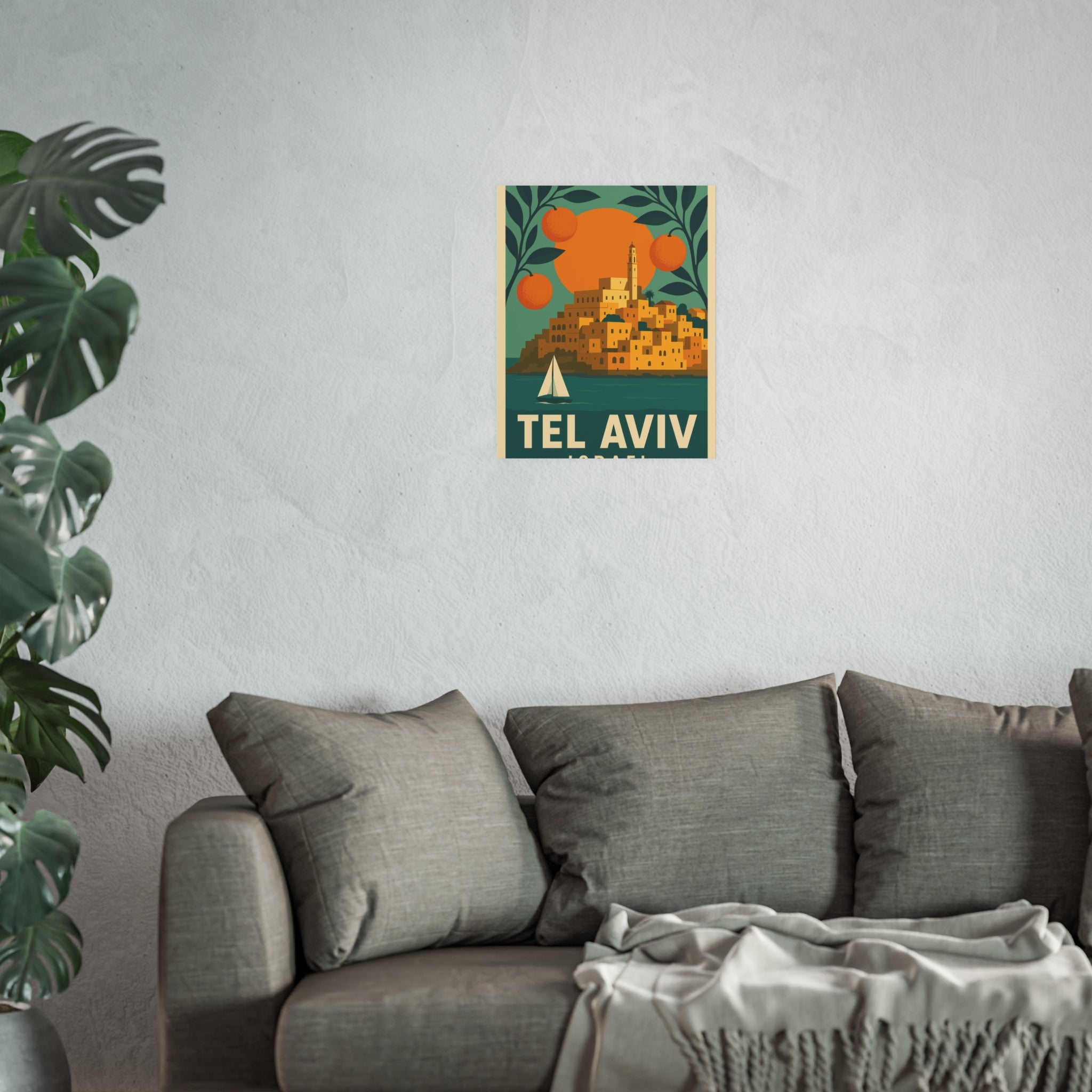 Tel Aviv Israel Vintage Travel Poster Satin and Archival Matte Posters