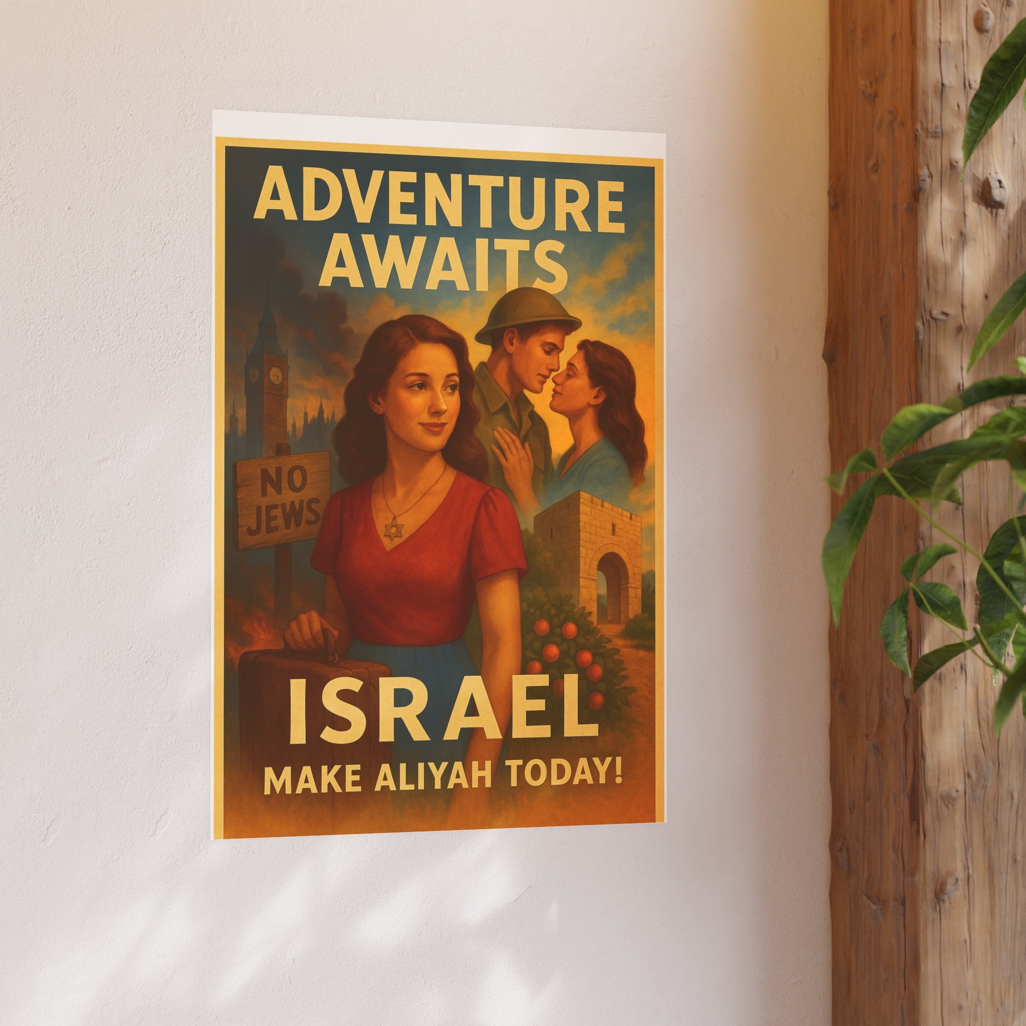 Adventure Awaits: Make Aliyah Today! Vintage Israel Poster Satin and Archival Matte Posters