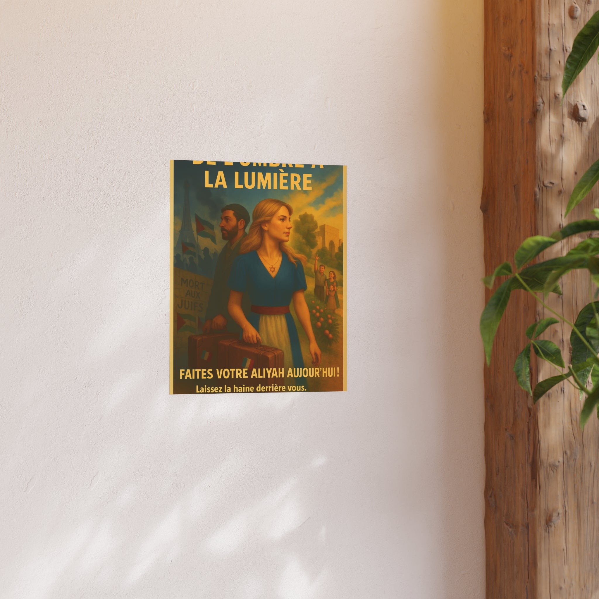De l’Ombre à la Lumière | French Aliyah to Israel Vintage Poster Satin and Archival Matte Posters