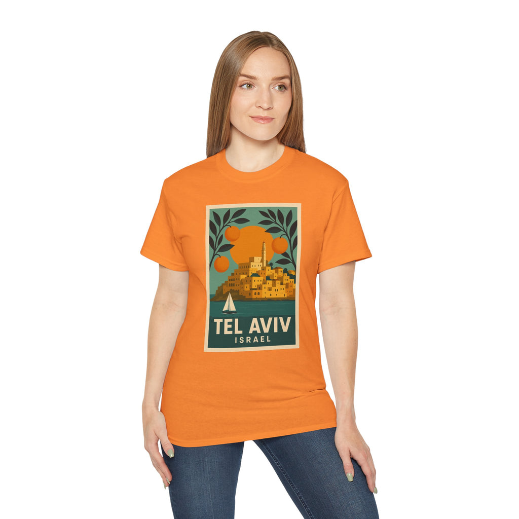 Tel Aviv Israel Vintage Travel Poster Unisex Graphic Unisex Ultra Cotton Tee