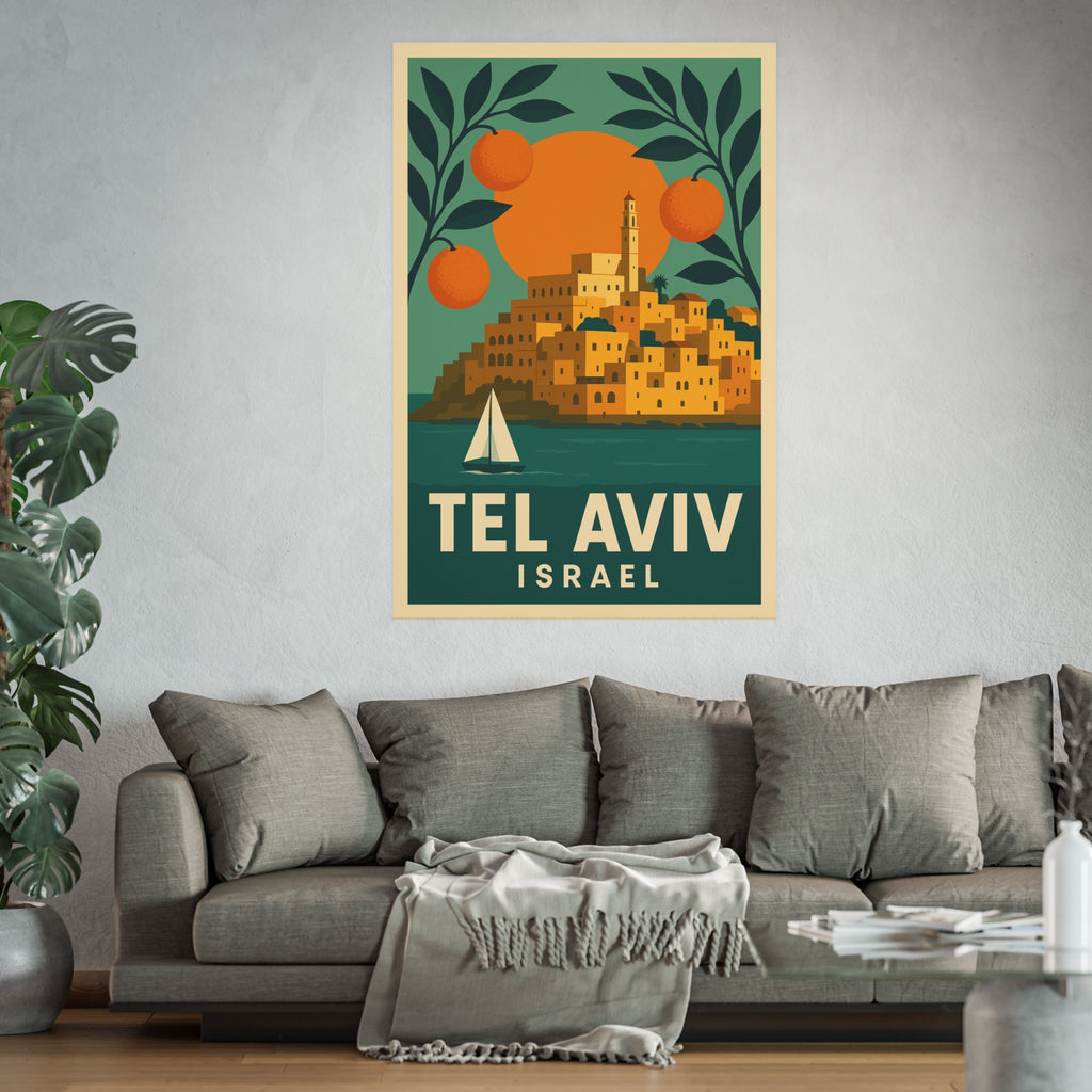 Tel Aviv Israel Vintage Travel Poster Satin and Archival Matte Posters