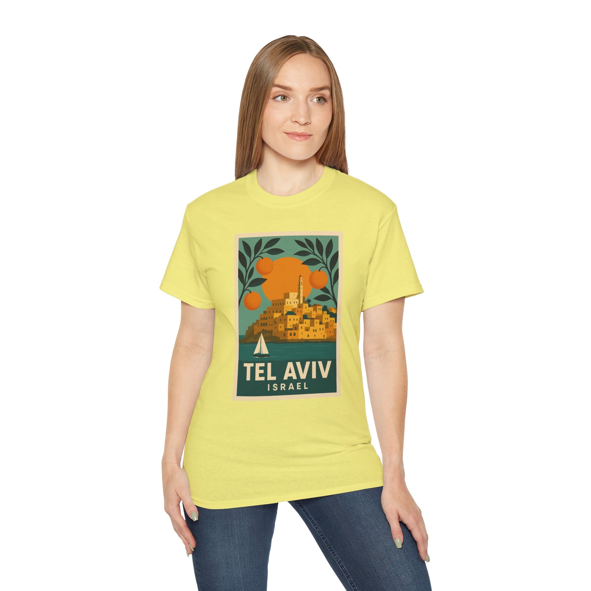 Tel Aviv Israel Vintage Travel Poster Unisex Graphic Unisex Ultra Cotton Tee