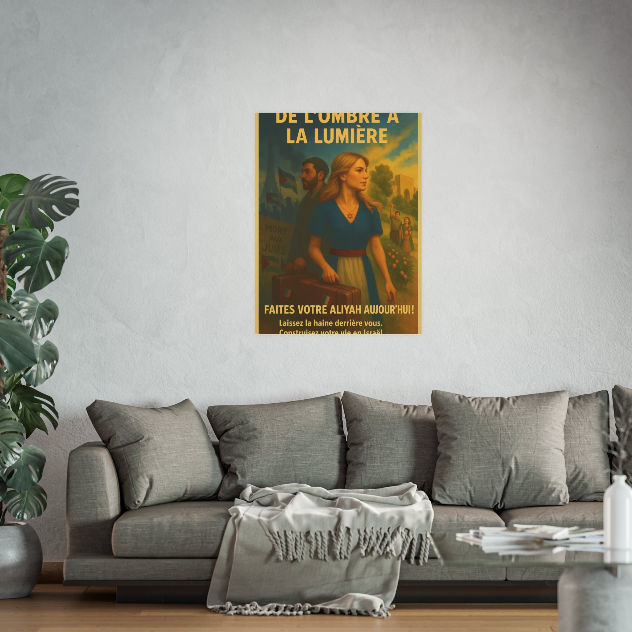 De l’Ombre à la Lumière | French Aliyah to Israel Vintage Poster Satin and Archival Matte Posters