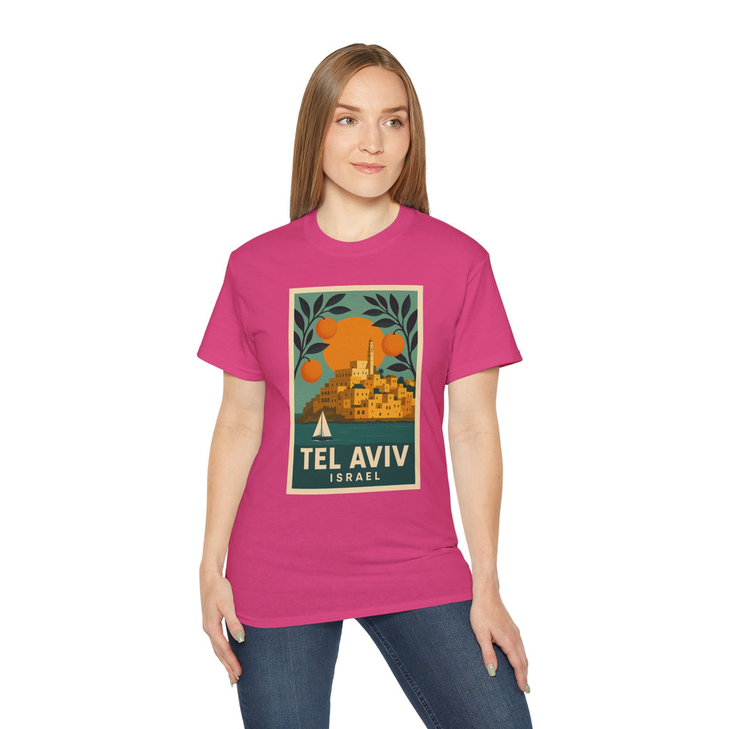 Tel Aviv Israel Vintage Travel Poster Unisex Graphic Unisex Ultra Cotton Tee