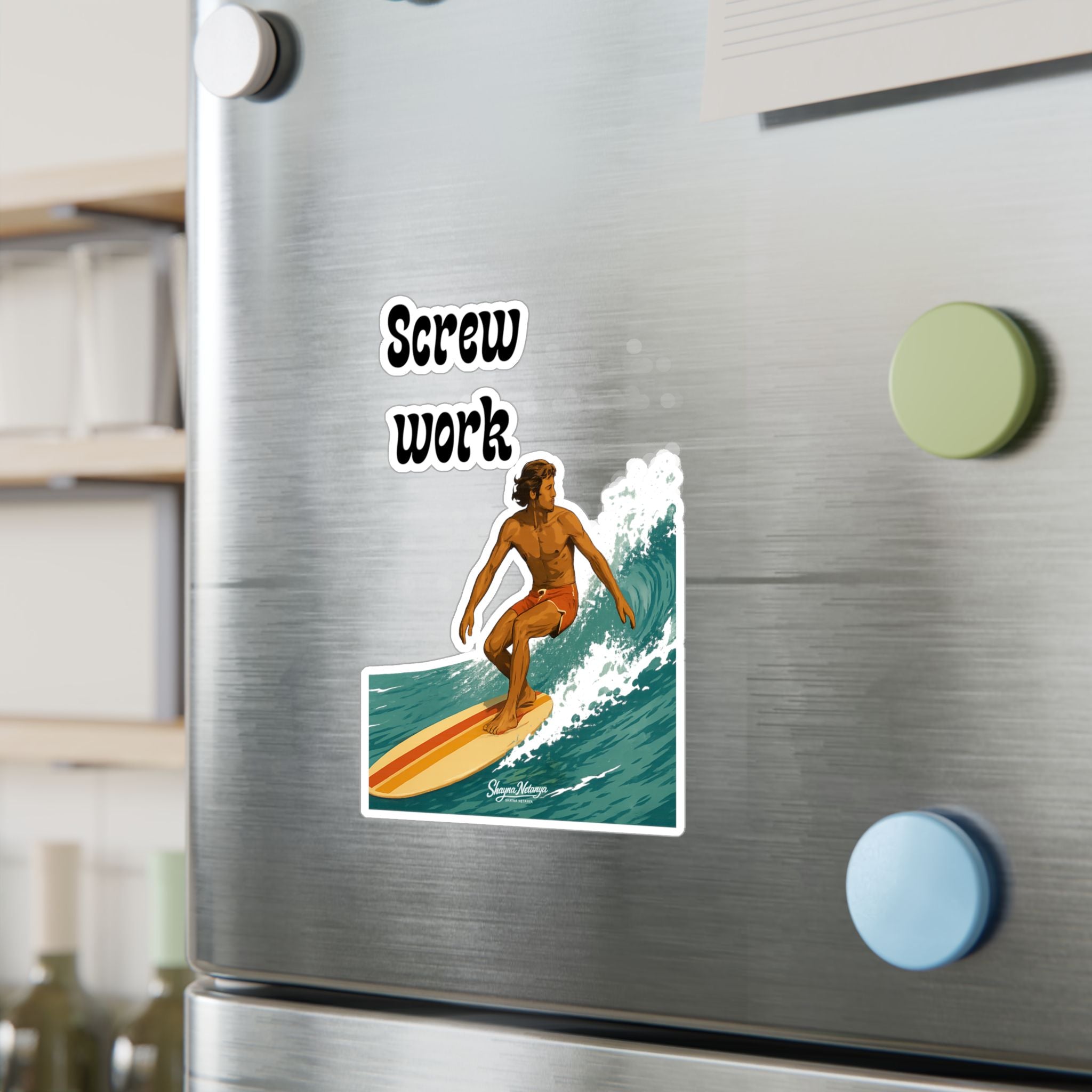 Screw Work Retro Surfer Kiss-Cut Vinyl Decals