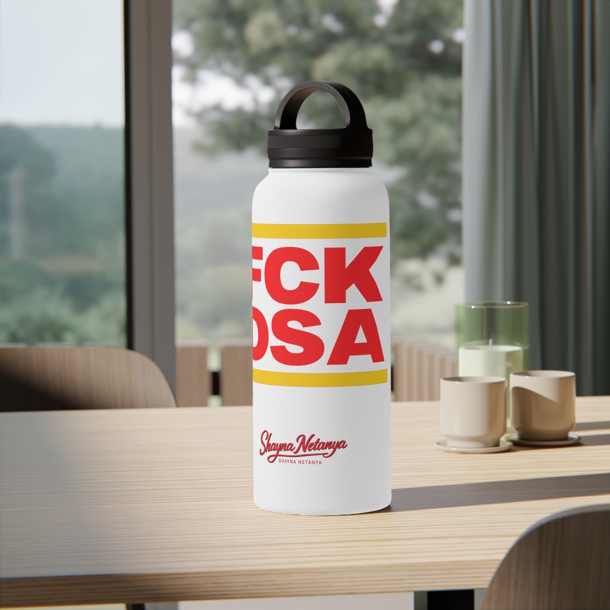 "FCK DSA" Stainless Steel Water Bottle, Handle Lid