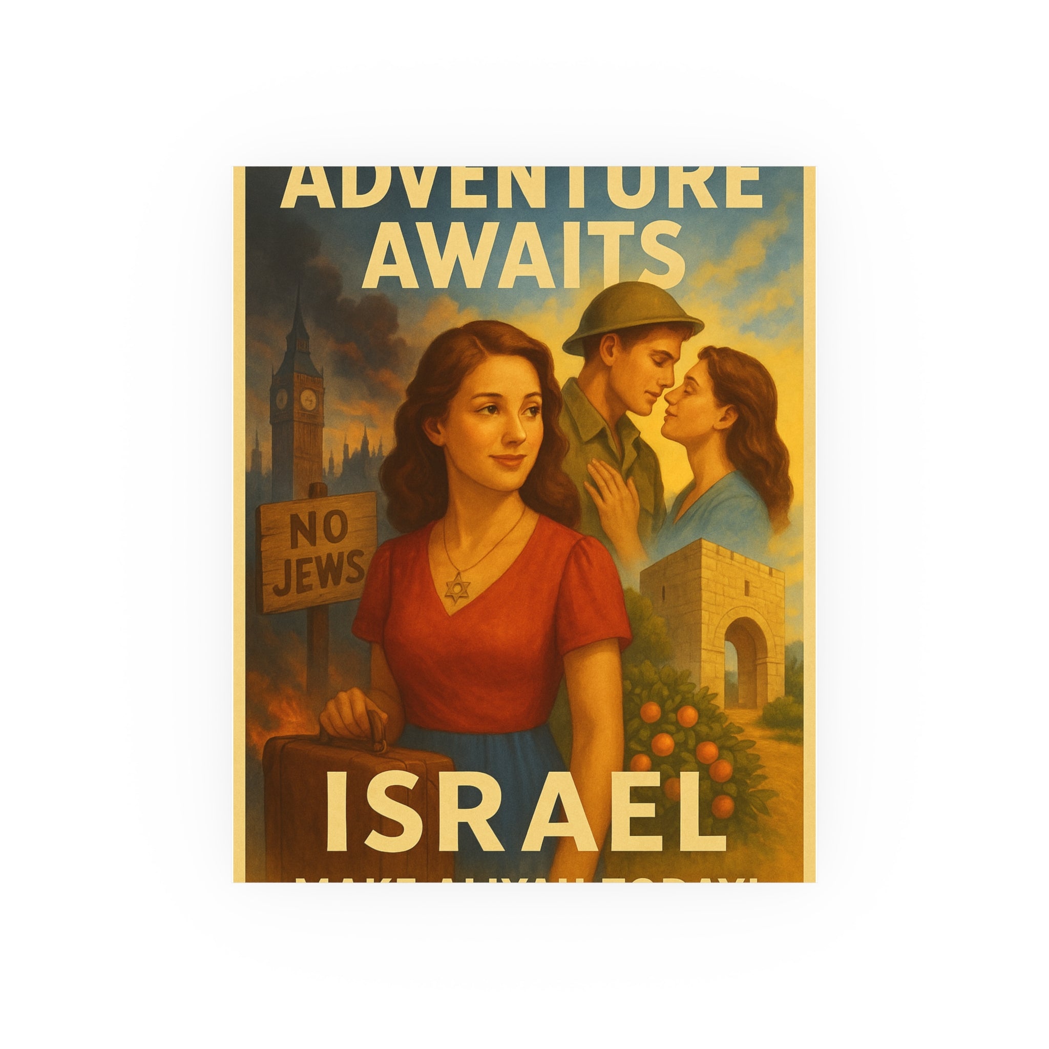Adventure Awaits: Make Aliyah Today! Vintage Israel Poster Satin and Archival Matte Posters