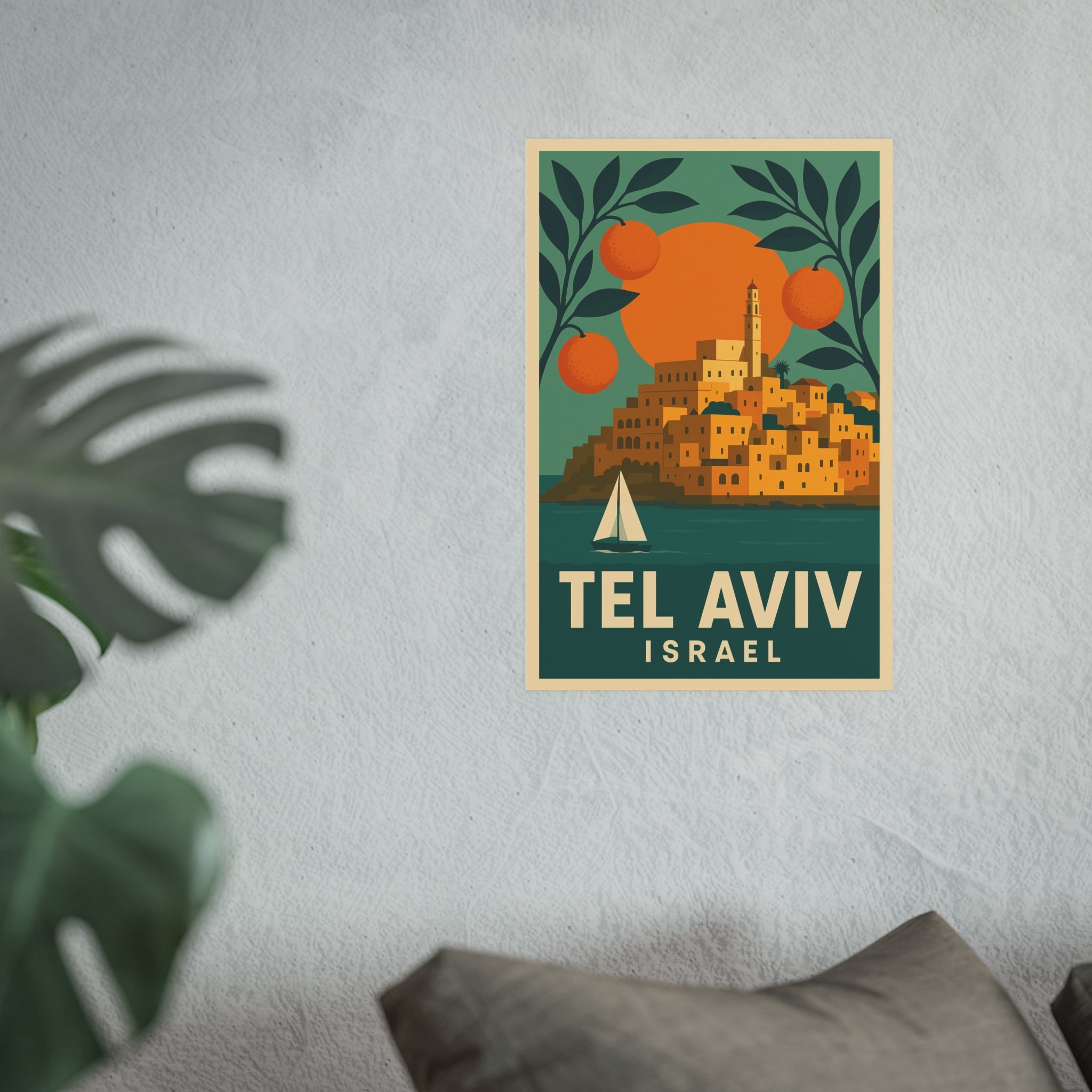 Tel Aviv Israel Vintage Travel Poster Satin and Archival Matte Posters