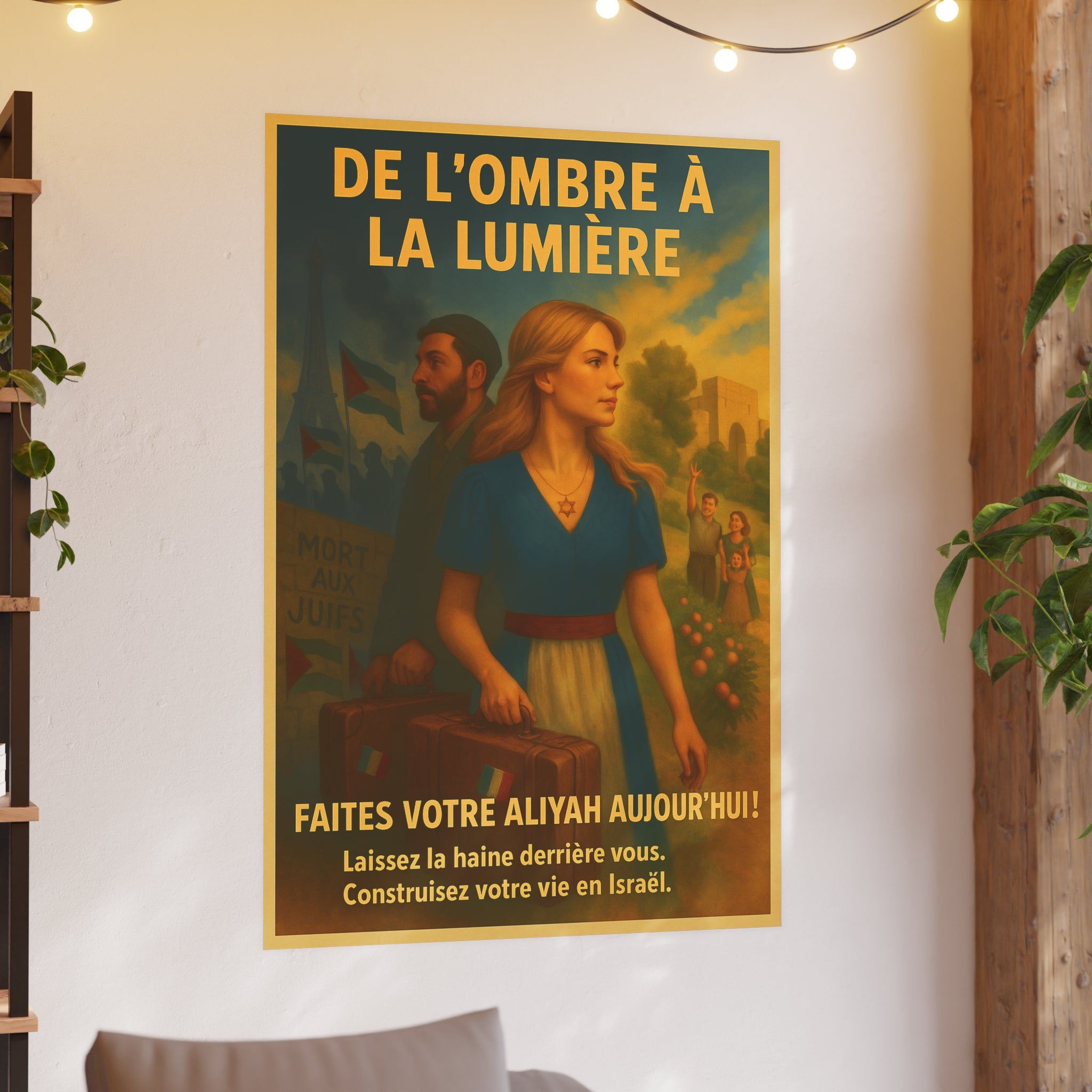 De l’Ombre à la Lumière | French Aliyah to Israel Vintage Poster Satin and Archival Matte Posters